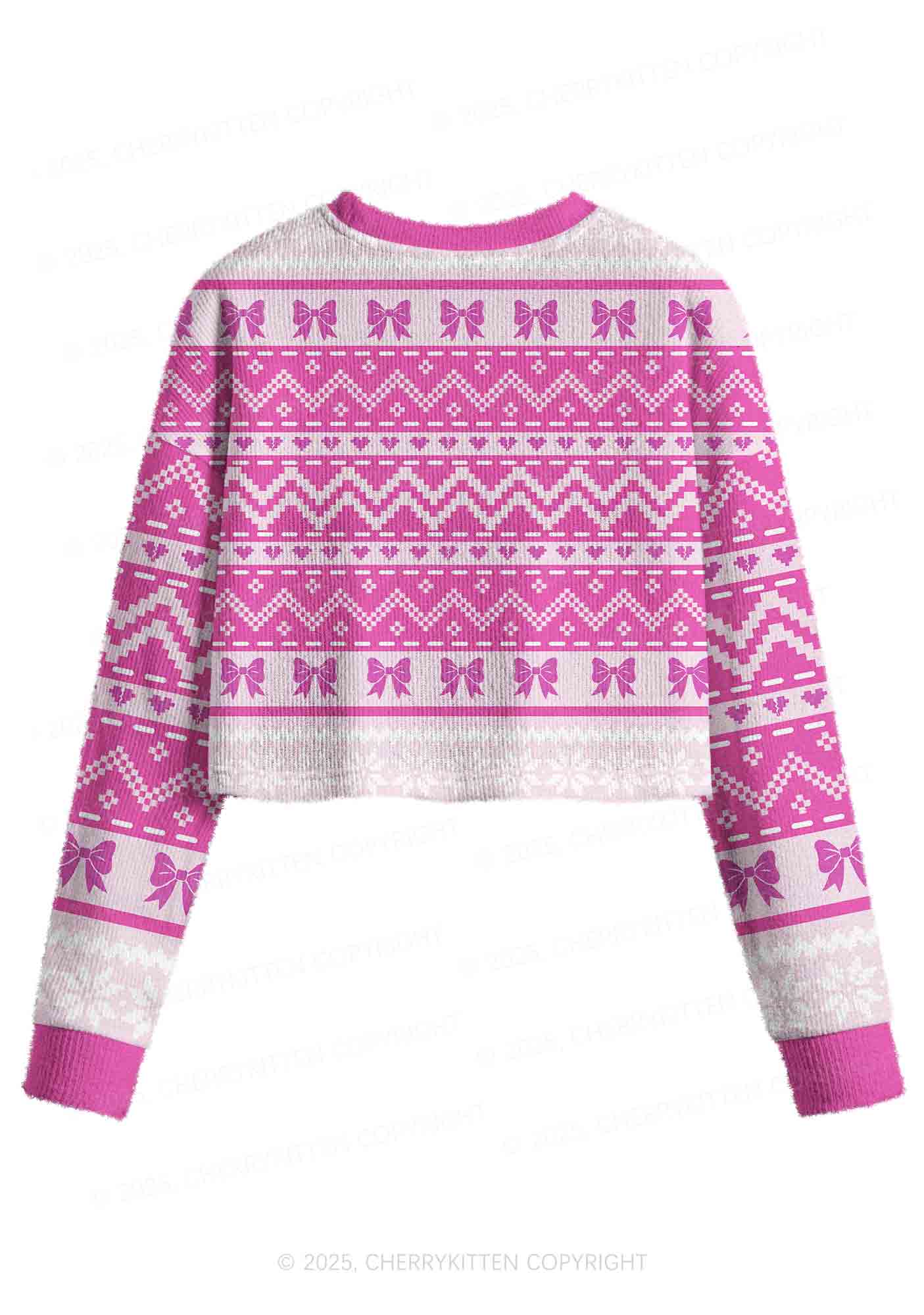 Emotional Support Bottom Pride Y2K Christmas Crop Knit Sweatshirt Cherrykitten - Image 2