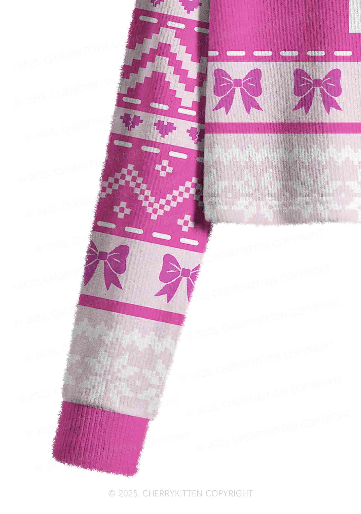 Emotional Support Bottom Pride Y2K Christmas Crop Knit Sweatshirt Cherrykitten - Image 5