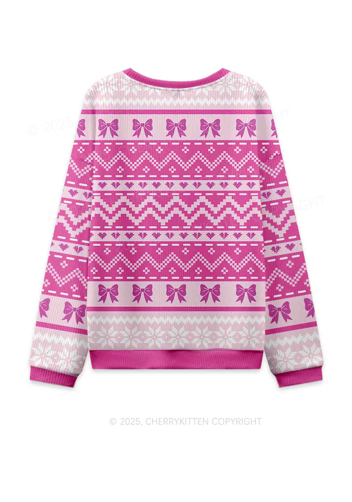 Emotional Support Bottom Pride Y2K Christmas Knit Sweatshirt Cherrykitten - Image 2