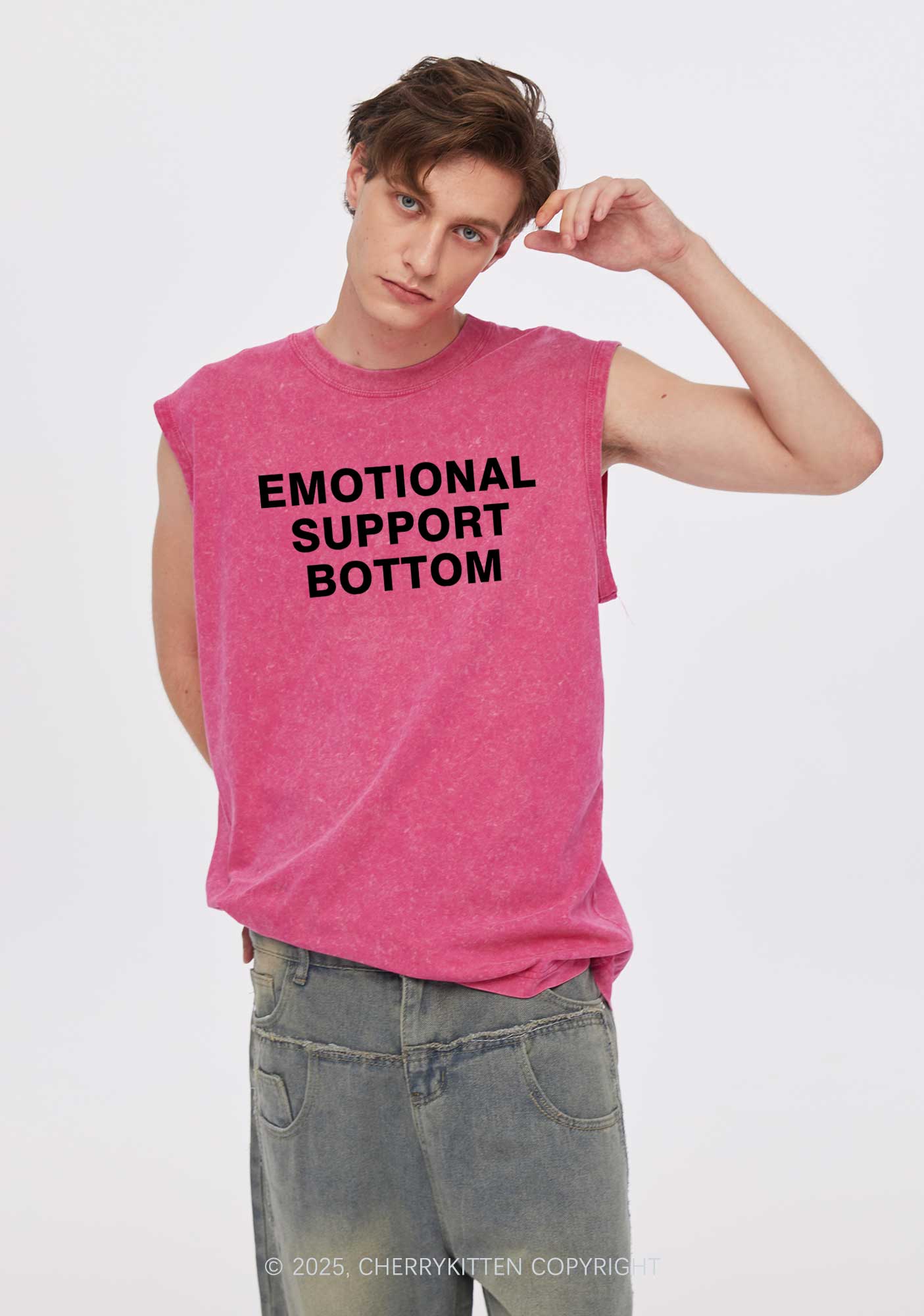 Emotional Support Bottom Pride Y2K Washed Muscle Tank Cherrykitten - Image 2