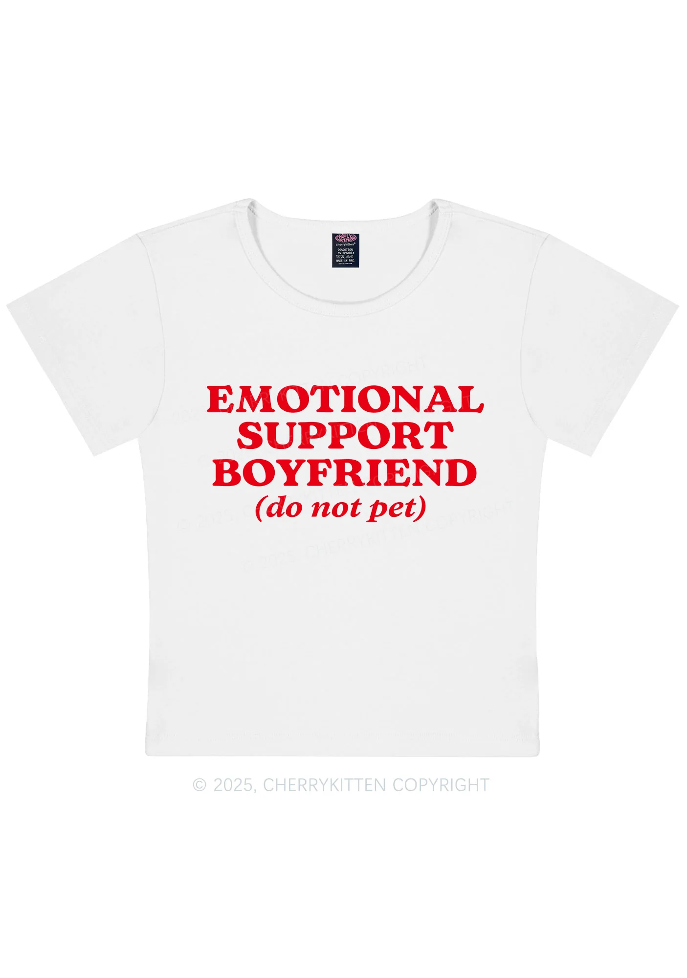Emotional Support Boyfriend Valentine's Day Y2K Baby Tee Cherrykitten - Image 5