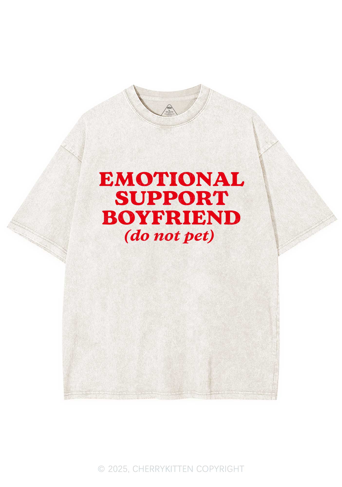 Emotional Support Boyfriend Valentine's Day Y2K Shirts Washed Tee Cherrykitten - Image 4