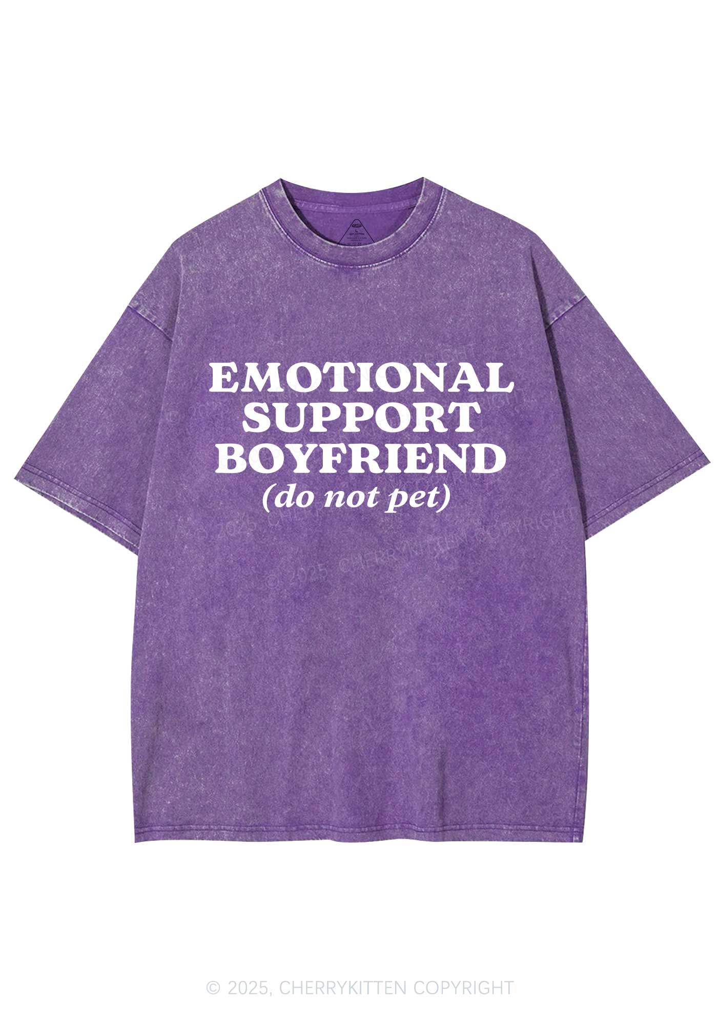 Emotional Support Boyfriend Valentine's Day Y2K Shirts Washed Tee Cherrykitten - Image 5