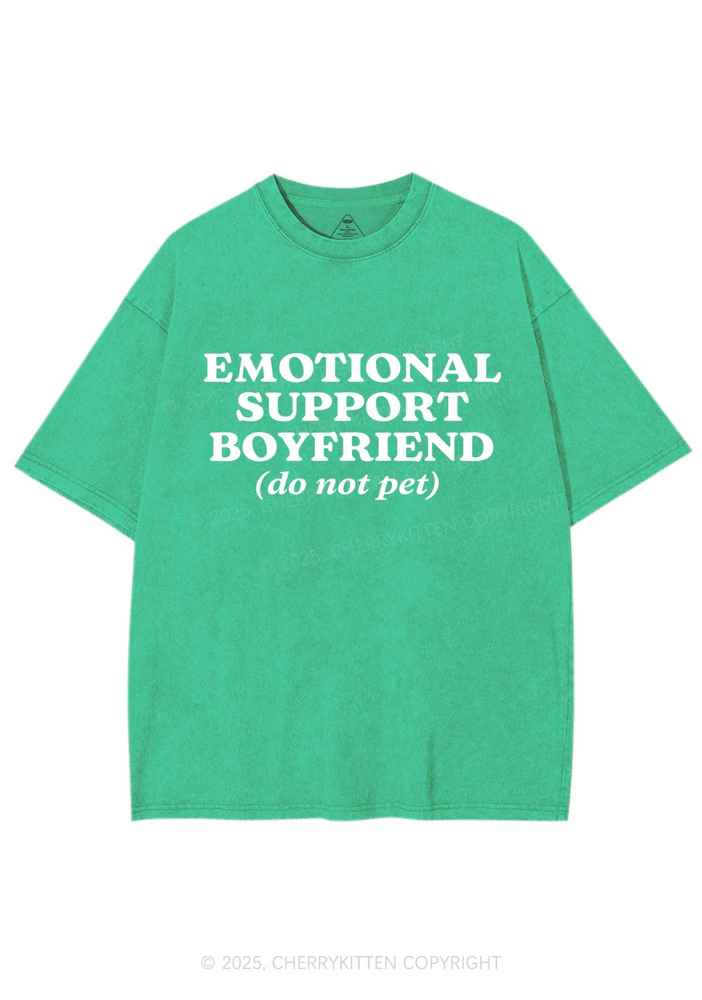 Emotional Support Boyfriend Valentine's Day Y2K Shirts Washed Tee Cherrykitten - Image 6
