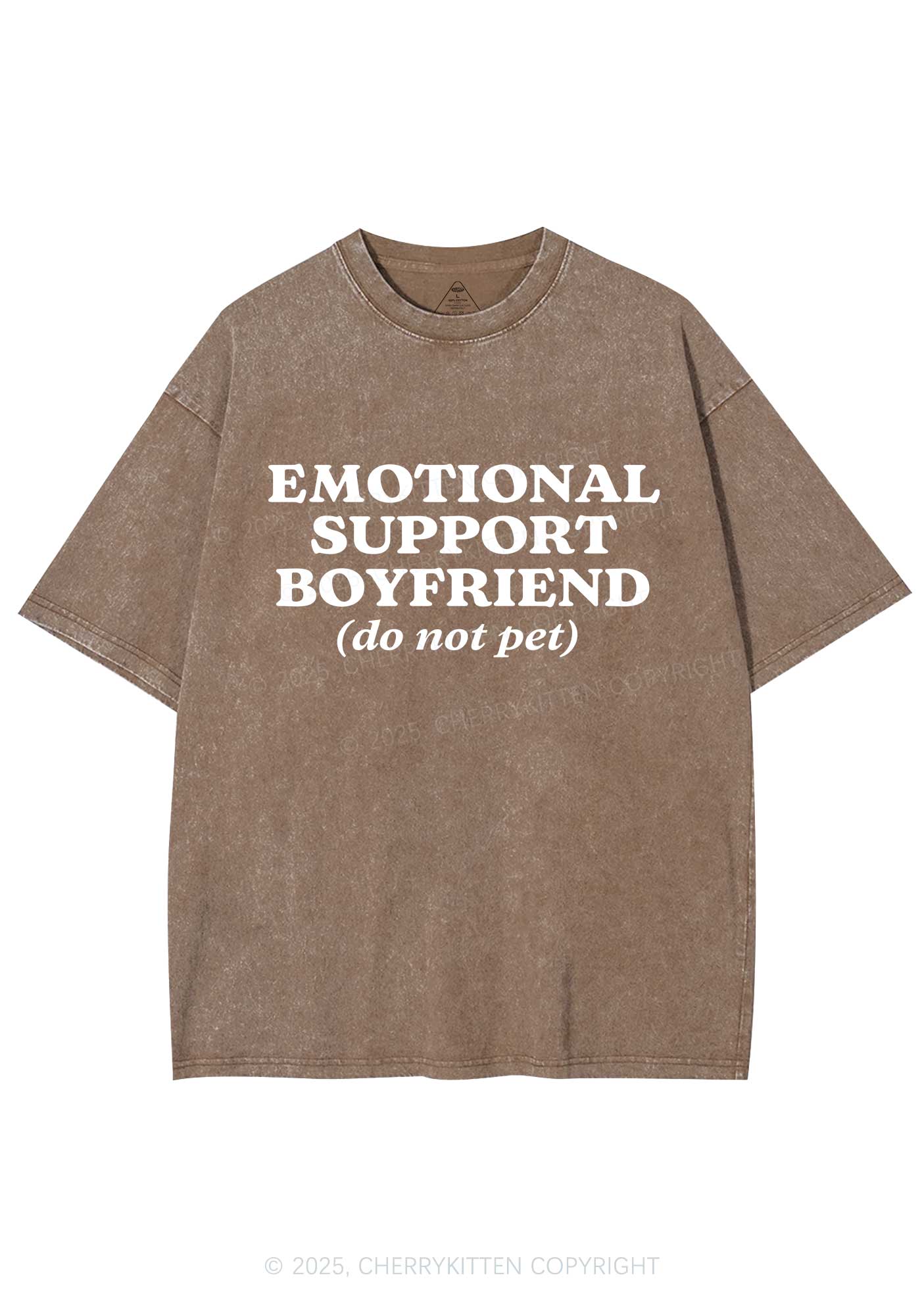 Emotional Support Boyfriend Valentine's Day Y2K Shirts Washed Tee Cherrykitten - Image 7