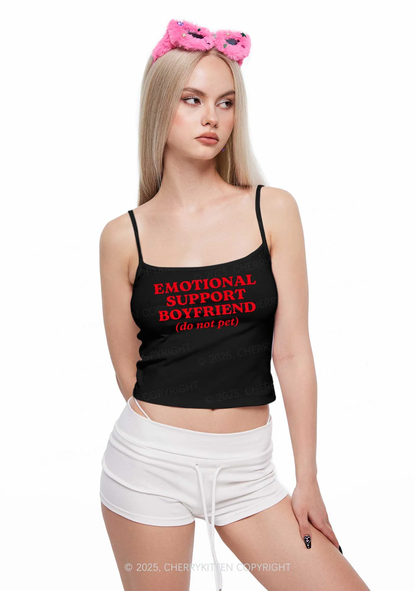Emotional Support Boyfriend Valentine's Day Y2K Spaghetti Strap Cami Cherrykitten - Image 2