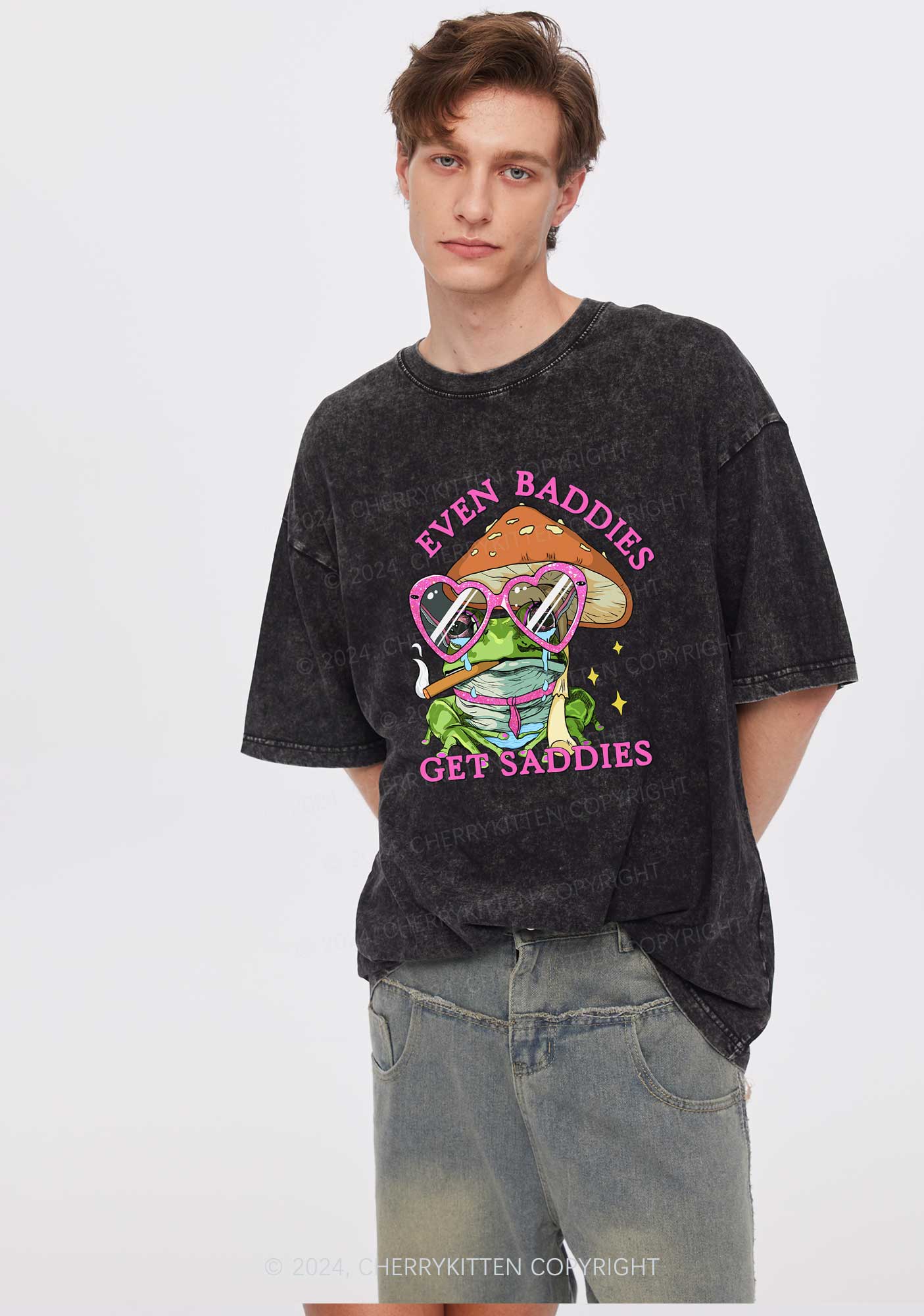Even Baddies Frog Y2K Washed Tee Cherrykitten - Image 3