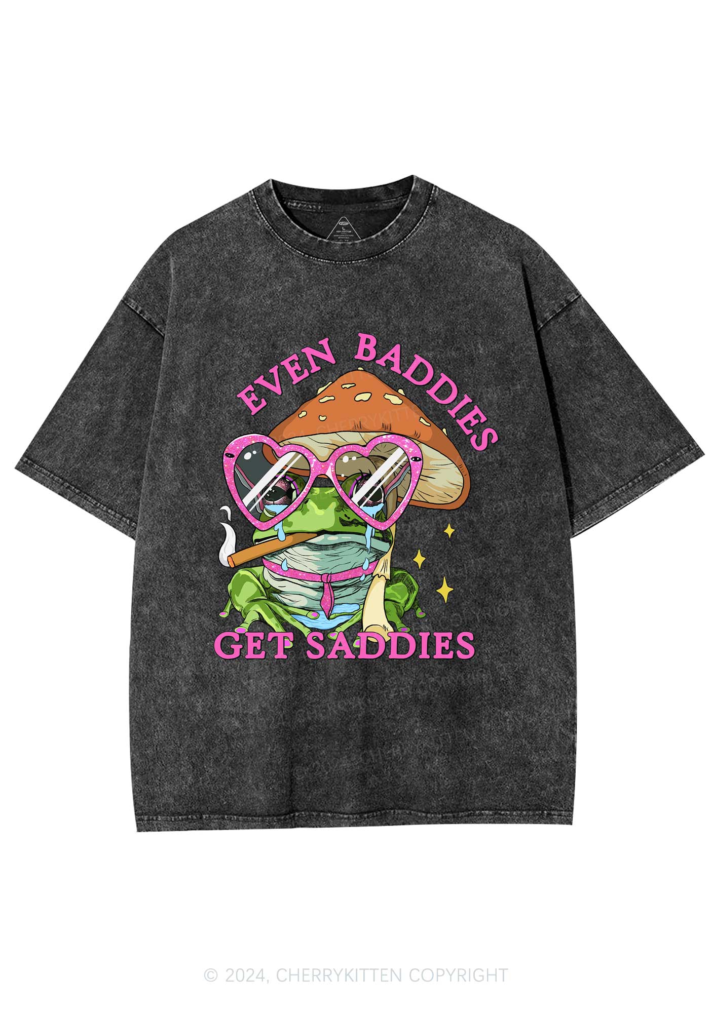 Even Baddies Frog Y2K Washed Tee Cherrykitten - Image 4