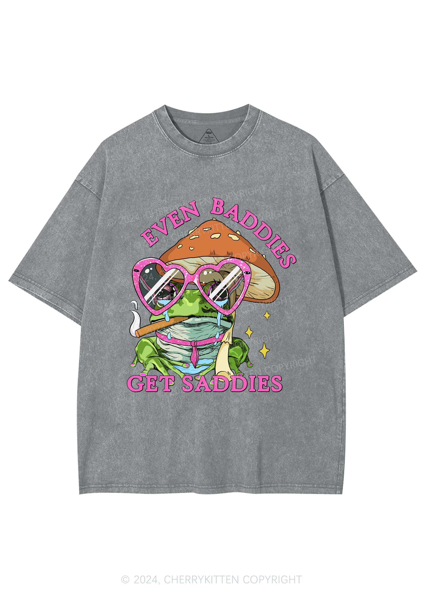 Even Baddies Frog Y2K Washed Tee Cherrykitten - Image 8