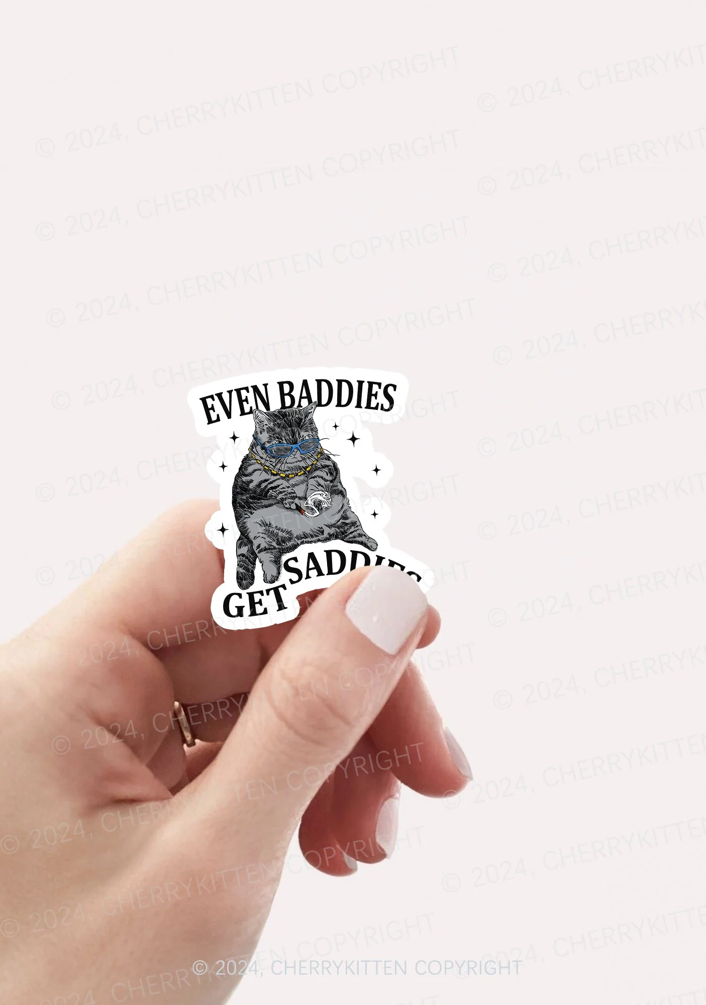 Even Baddies Get Saddies 1Pc Y2K Sticker Cherrykitten - Image 2