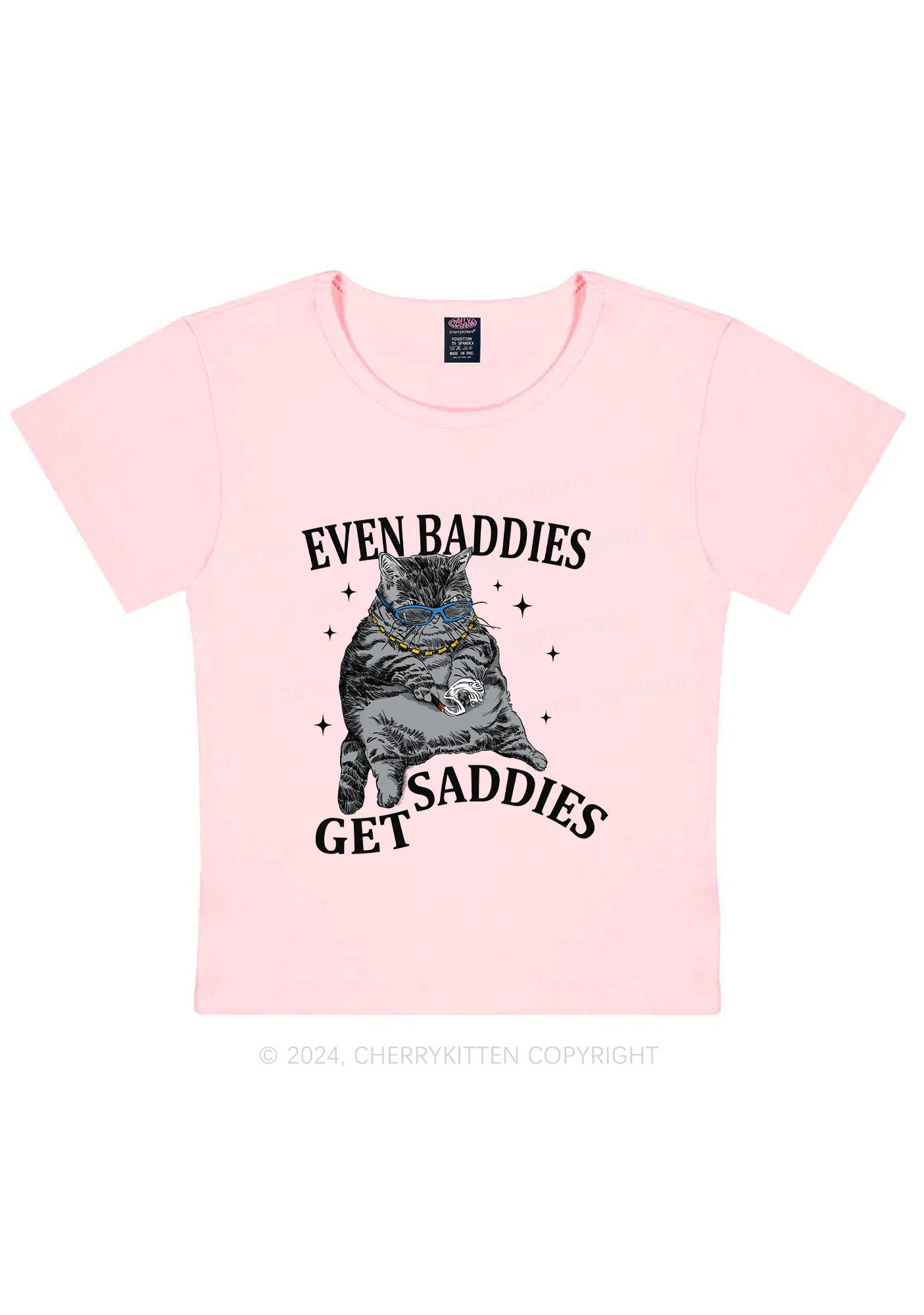 Even Baddies Get Saddies Y2K Baby Tee Cherrykitten - Image 11