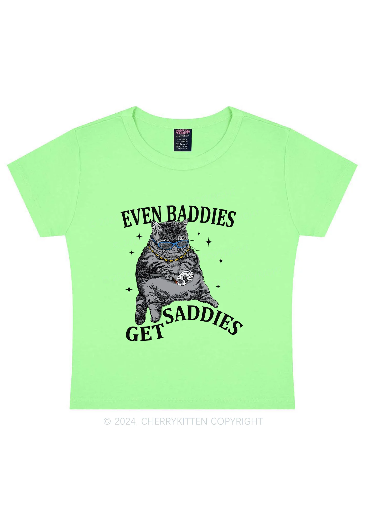 Even Baddies Get Saddies Y2K Baby Tee Cherrykitten - Image 12