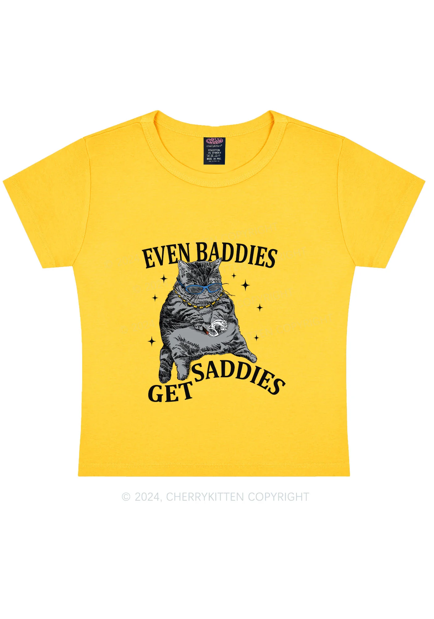 Even Baddies Get Saddies Y2K Baby Tee Cherrykitten - Image 6