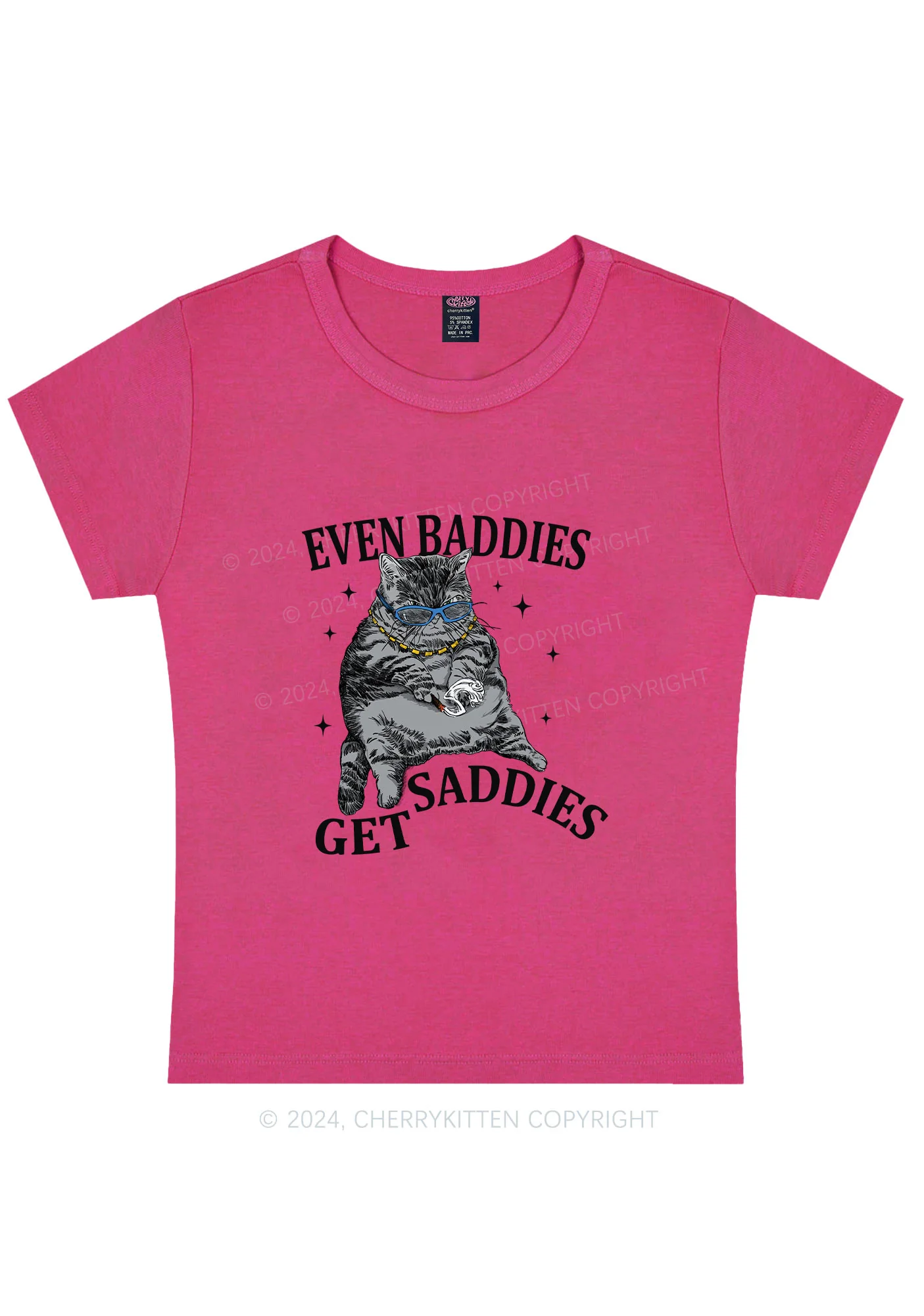Even Baddies Get Saddies Y2K Baby Tee Cherrykitten - Image 8
