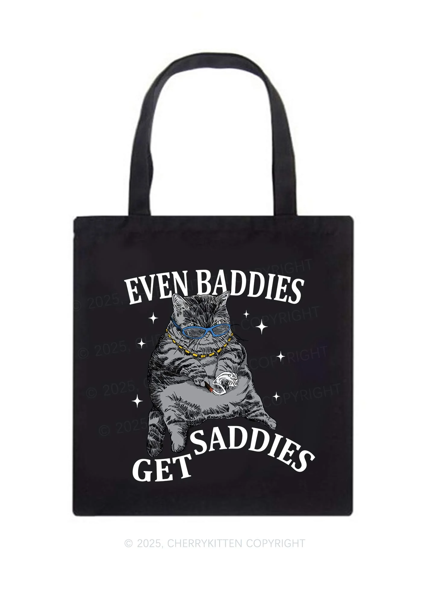 Even Baddies Get Saddies Y2K Canvas Tote Bag Cherrykitten - Image 2