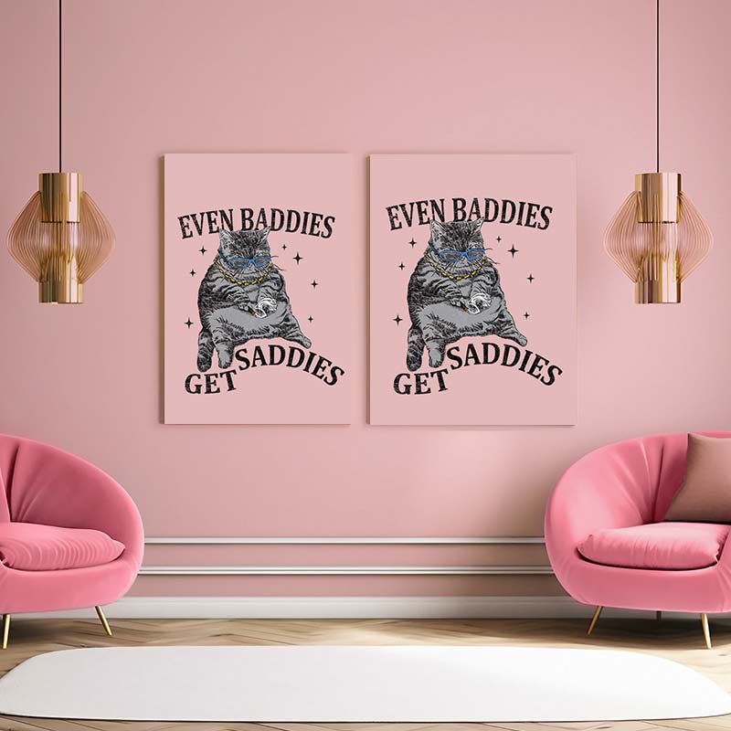 Even Baddies Get Saddies Y2K Canvas Wall Art Cherrykitten - Image 2
