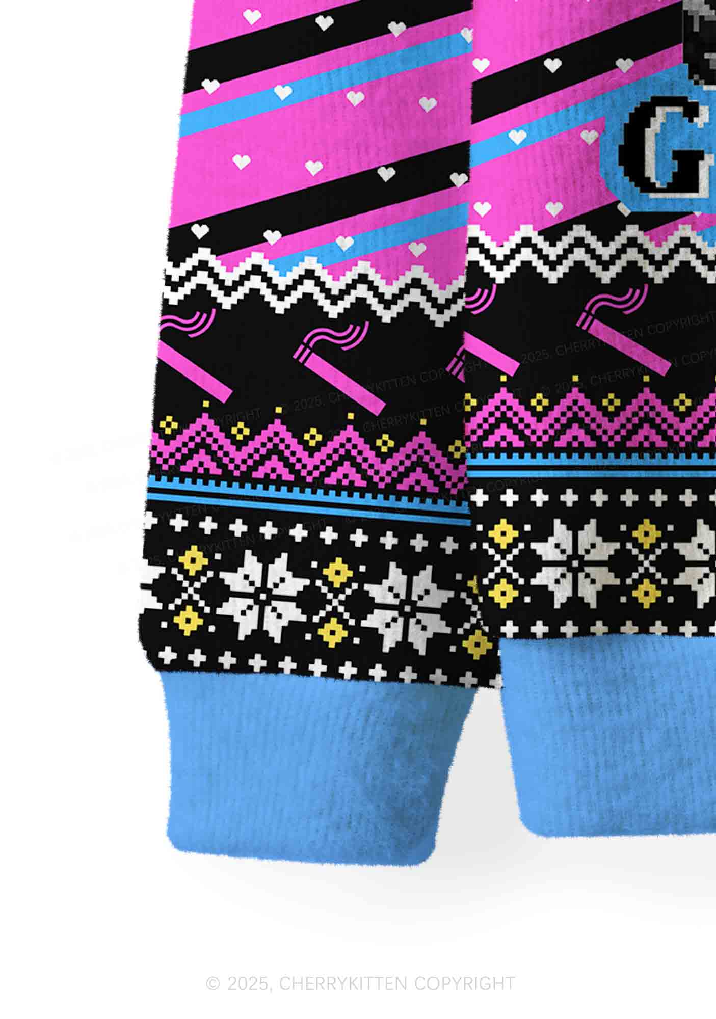 Even Baddies Get Saddies Y2K Christmas Cardigan Knit Sweatshirt Cherrykitten - Image 4