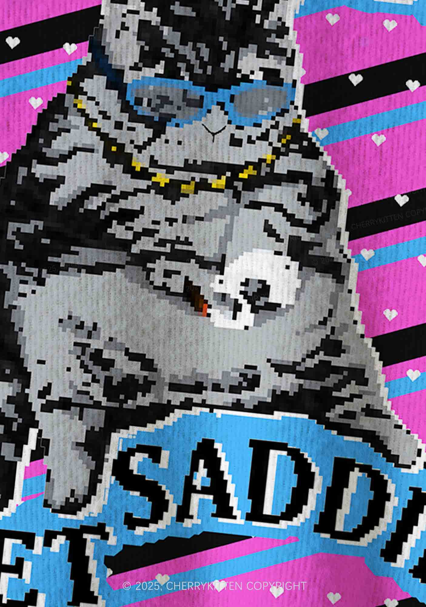 Even Baddies Get Saddies Y2K Christmas Cardigan Knit Sweatshirt Cherrykitten - Image 5
