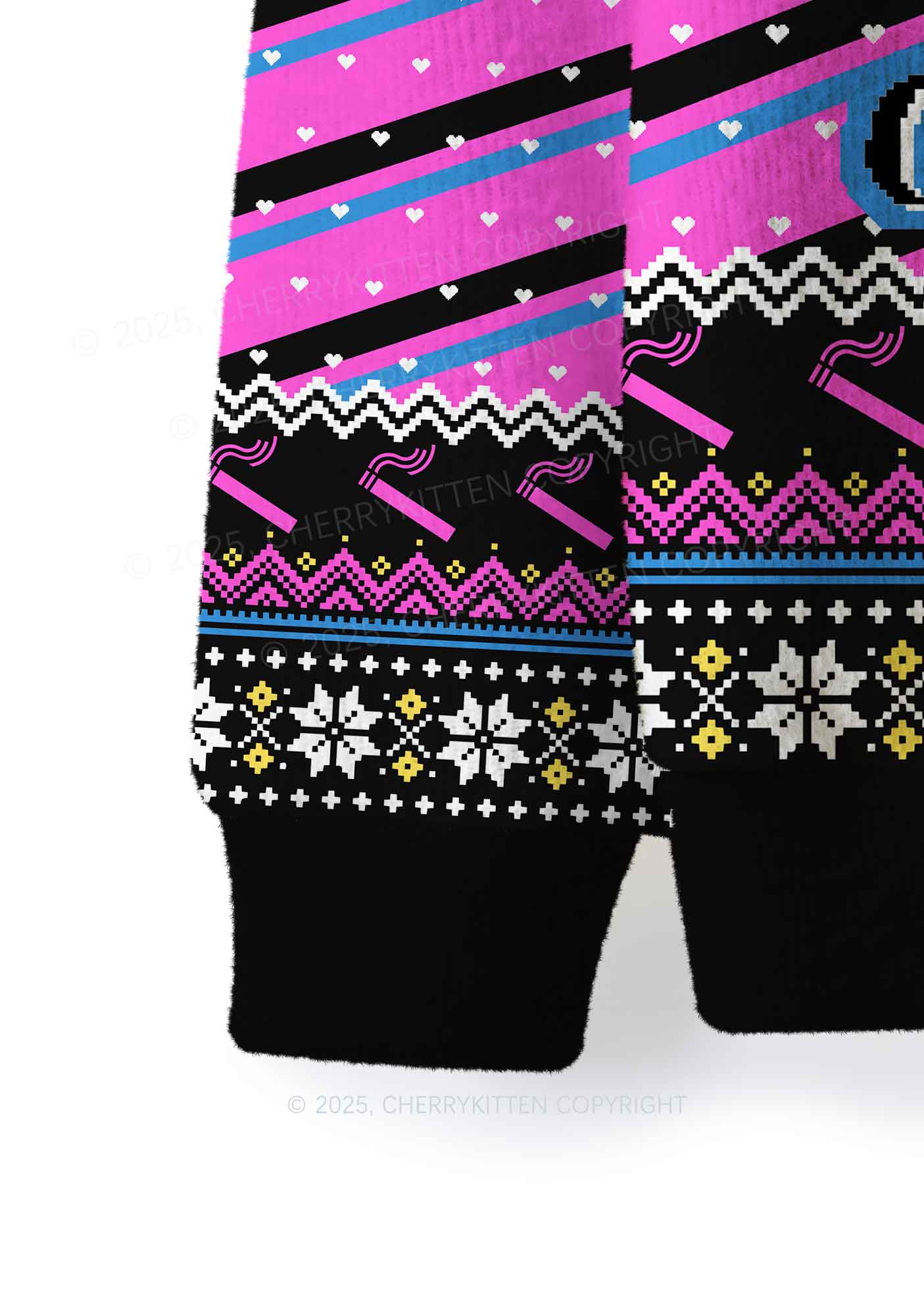Even Baddies Get Saddies Y2K Christmas Knit Sweatshirt Cherrykitten - Image 5