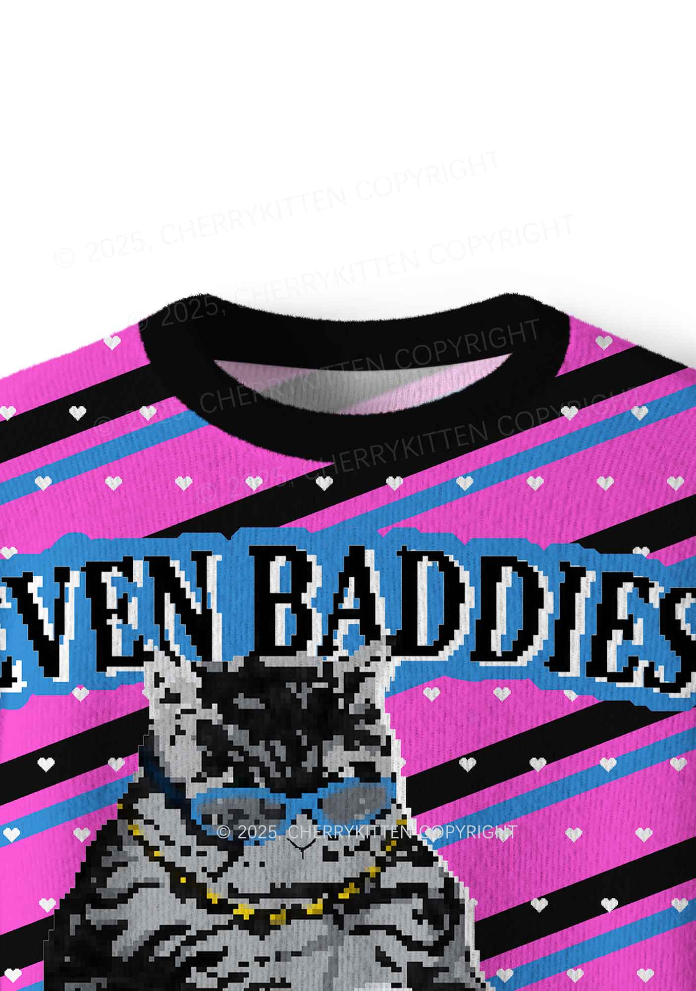 Even Baddies Get Saddies Y2K Christmas Knit Sweatshirt Cherrykitten - Image 6