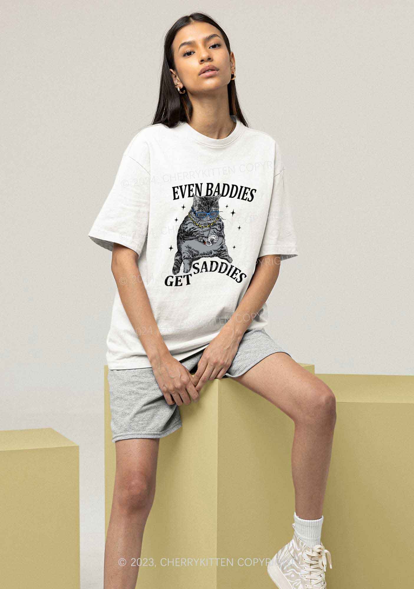 Even Baddies Get Saddies Y2K Chunky Shirt Cherrykitten - Image 2