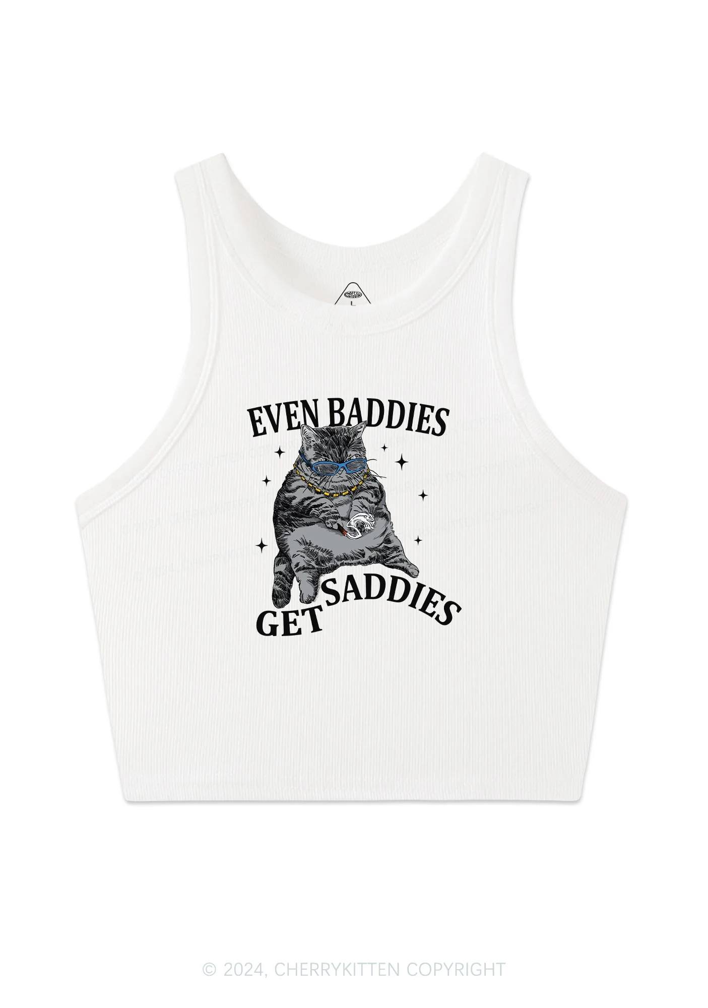 Even Baddies Get Saddies Y2K Crop Tank Top Cherrykitten - Image 4