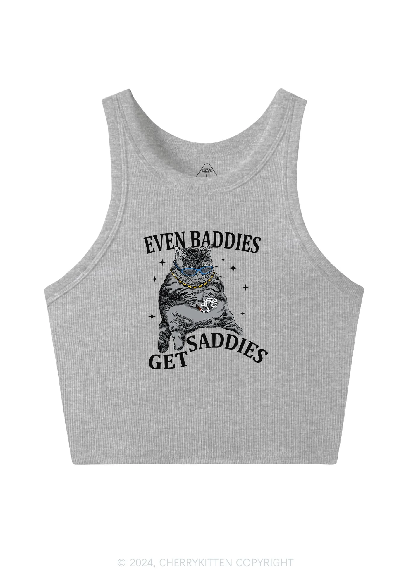 Even Baddies Get Saddies Y2K Crop Tank Top Cherrykitten - Image 5
