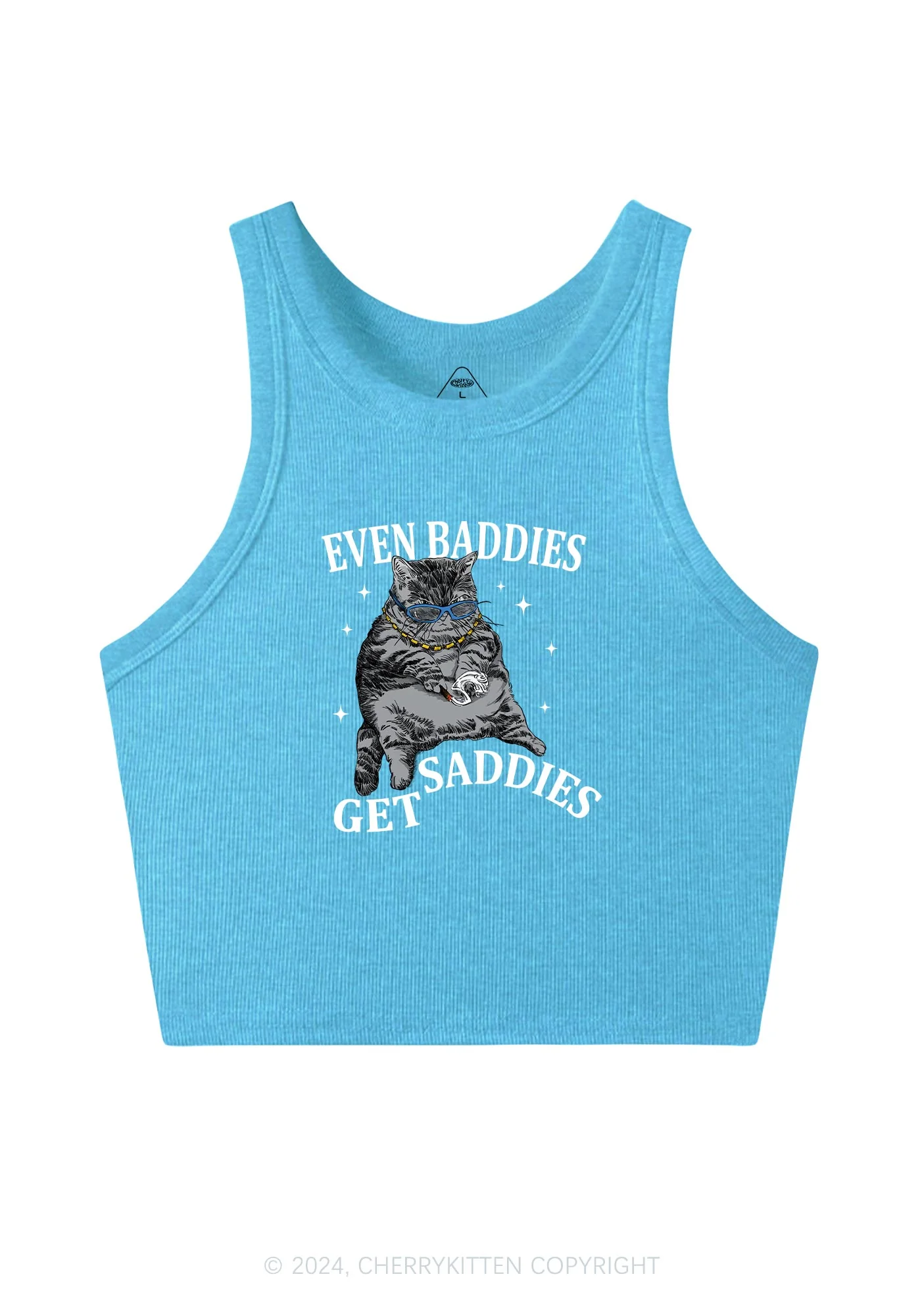 Even Baddies Get Saddies Y2K Crop Tank Top Cherrykitten - Image 6