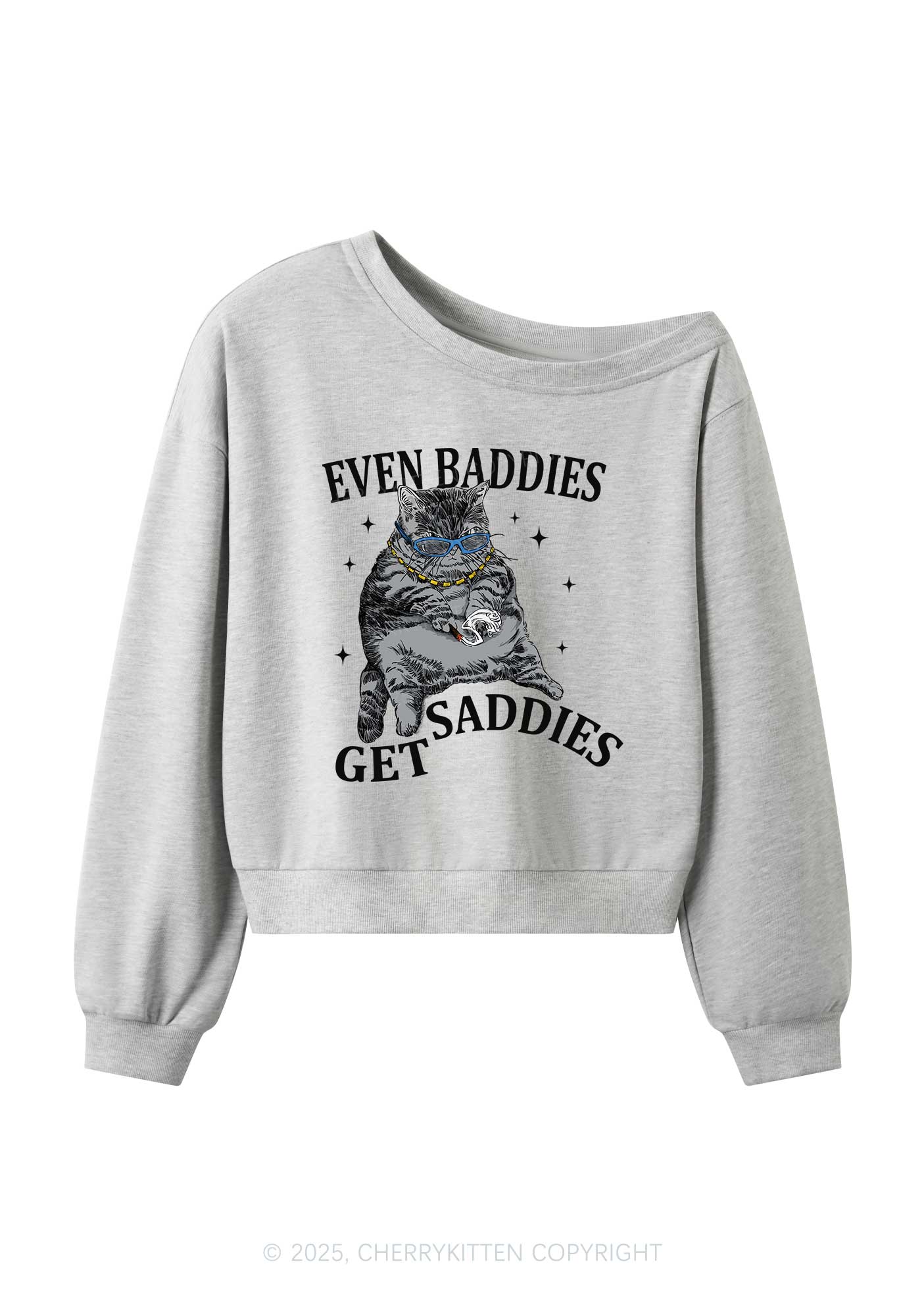 Even Baddies Get Saddies Y2K Off Shoulder Sweatshirts Cherrykitten - Image 3