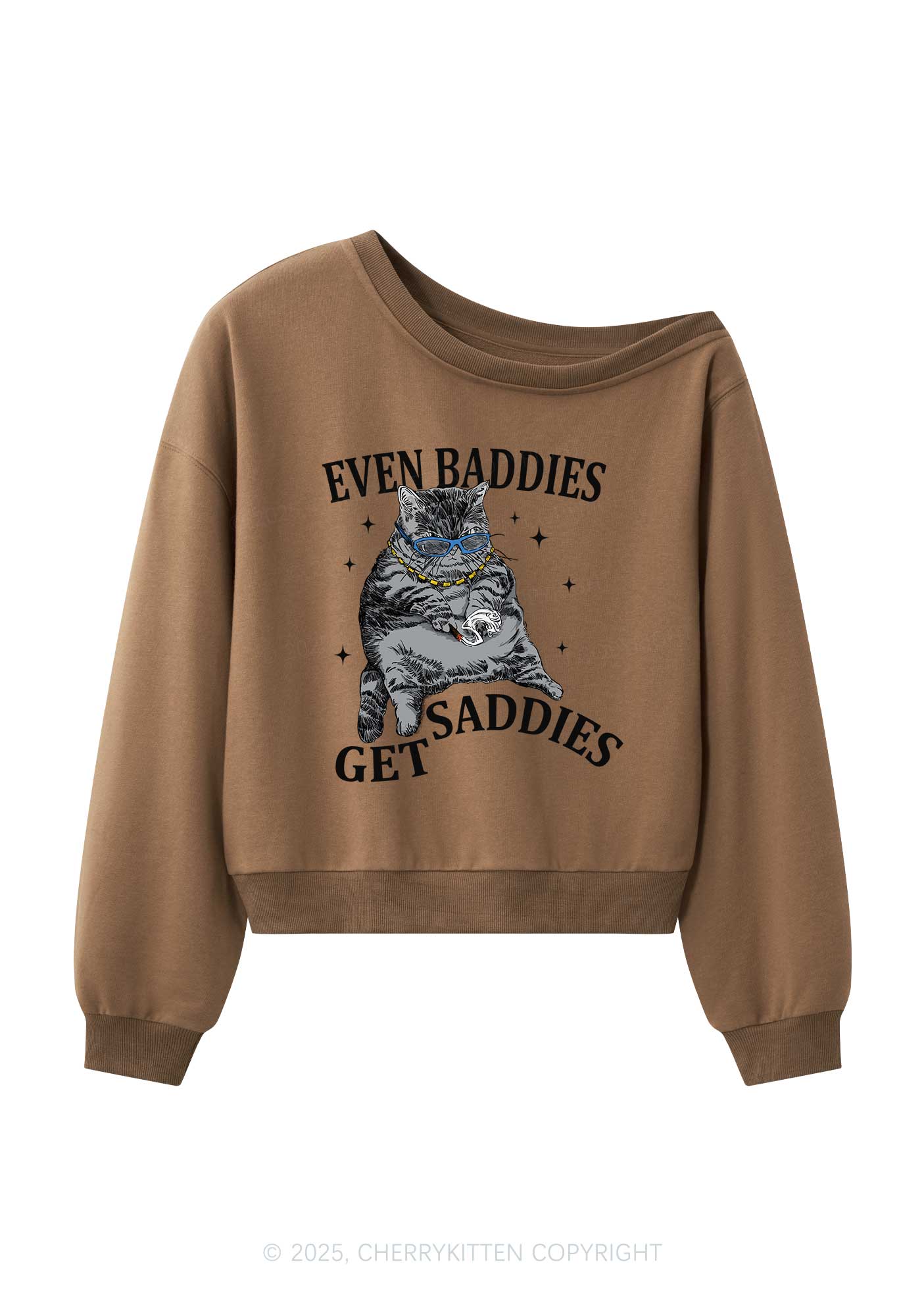 Even Baddies Get Saddies Y2K Off Shoulder Sweatshirts Cherrykitten - Image 4