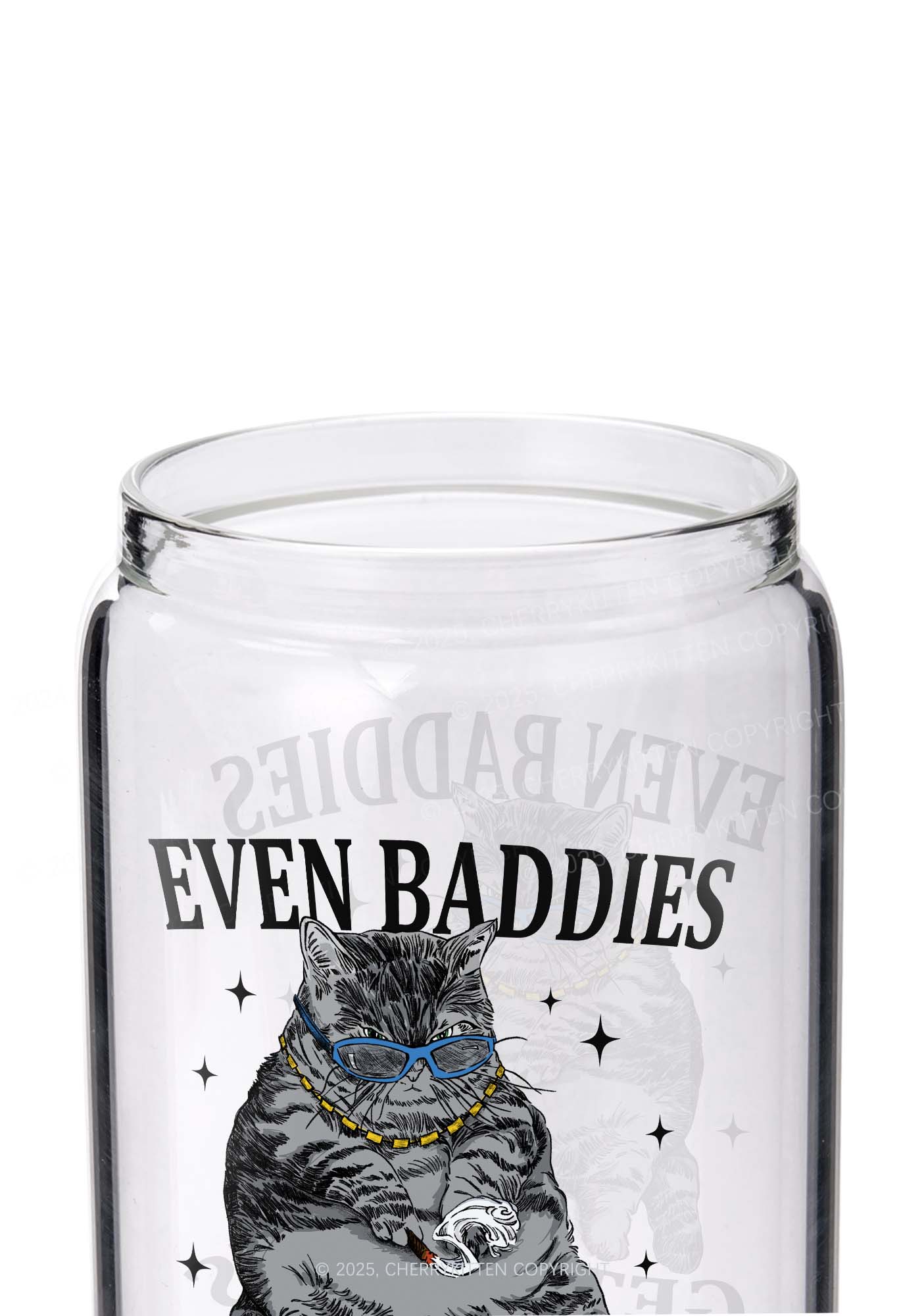 Even Baddies Get Saddies Y2K Printed Glass Cup Cherrykitten - Image 2
