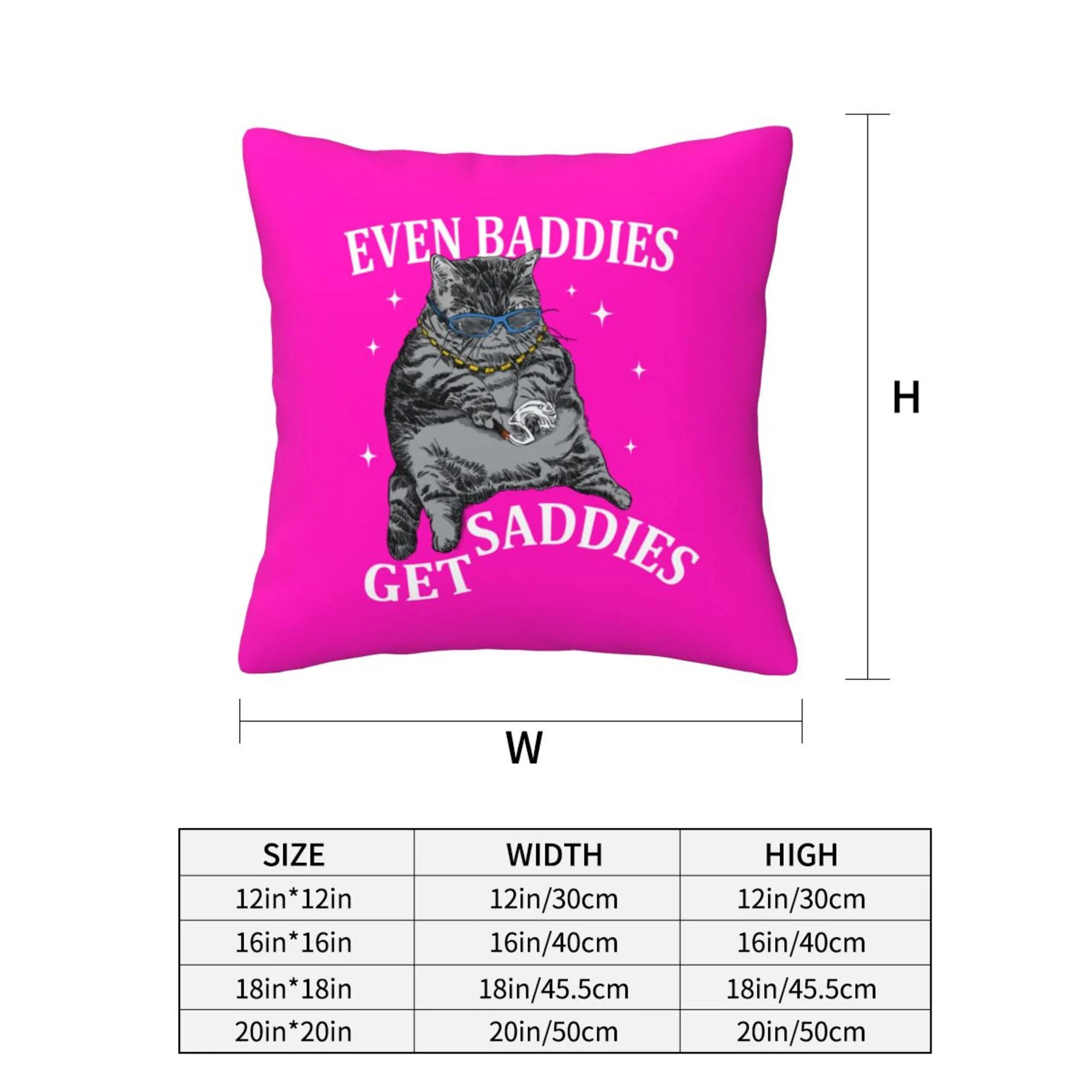 Even Baddies Get Saddies Y2K Throw Pillow Cover Cherrykitten - Image 3