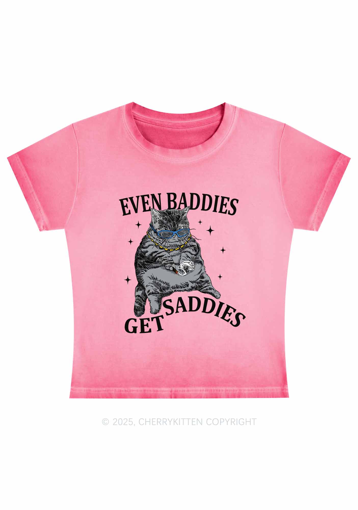 Even Baddies Get Saddies Y2K Vintage Classic Tee Cherrykitten - Image 2