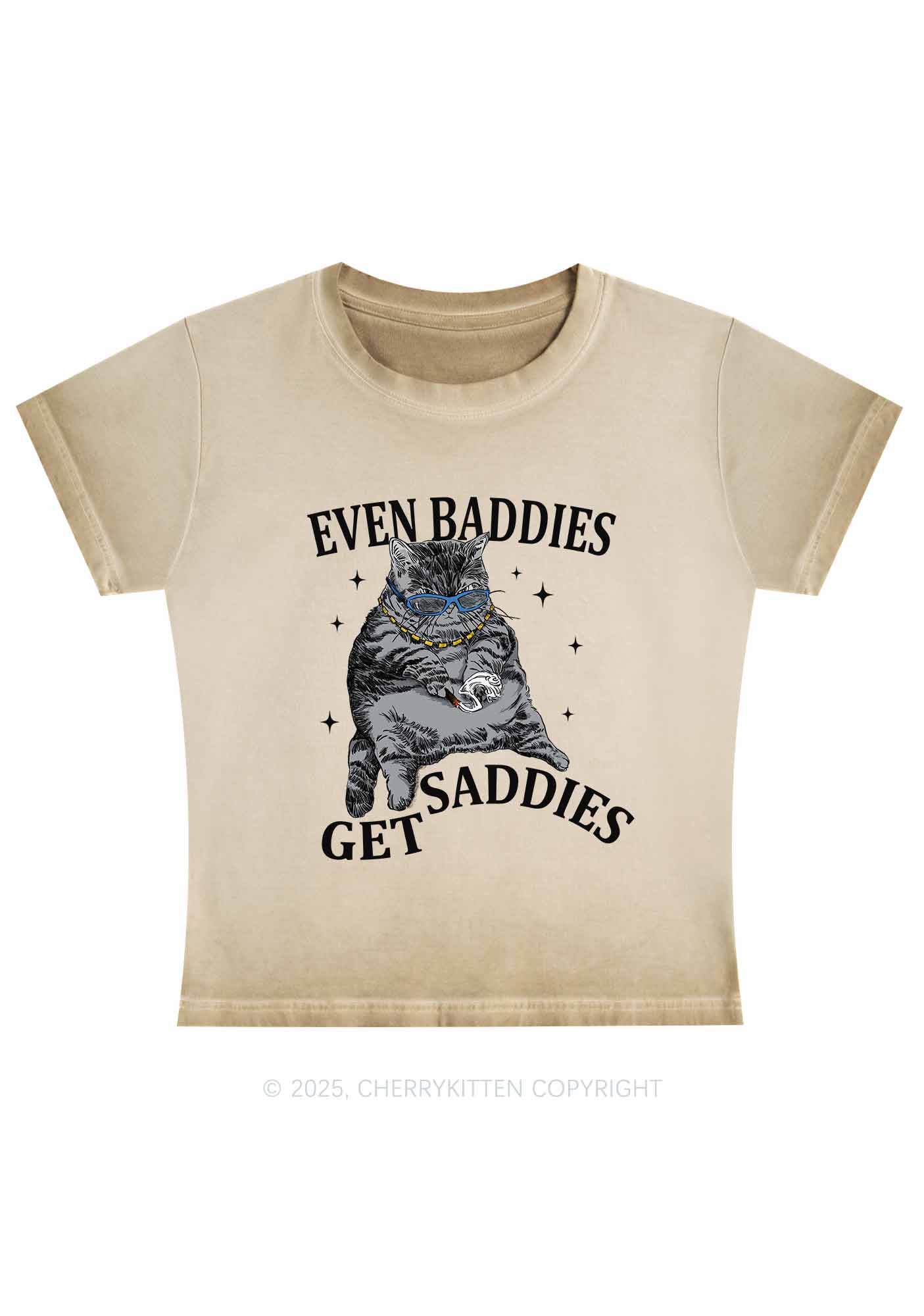 Even Baddies Get Saddies Y2K Vintage Classic Tee Cherrykitten - Image 3
