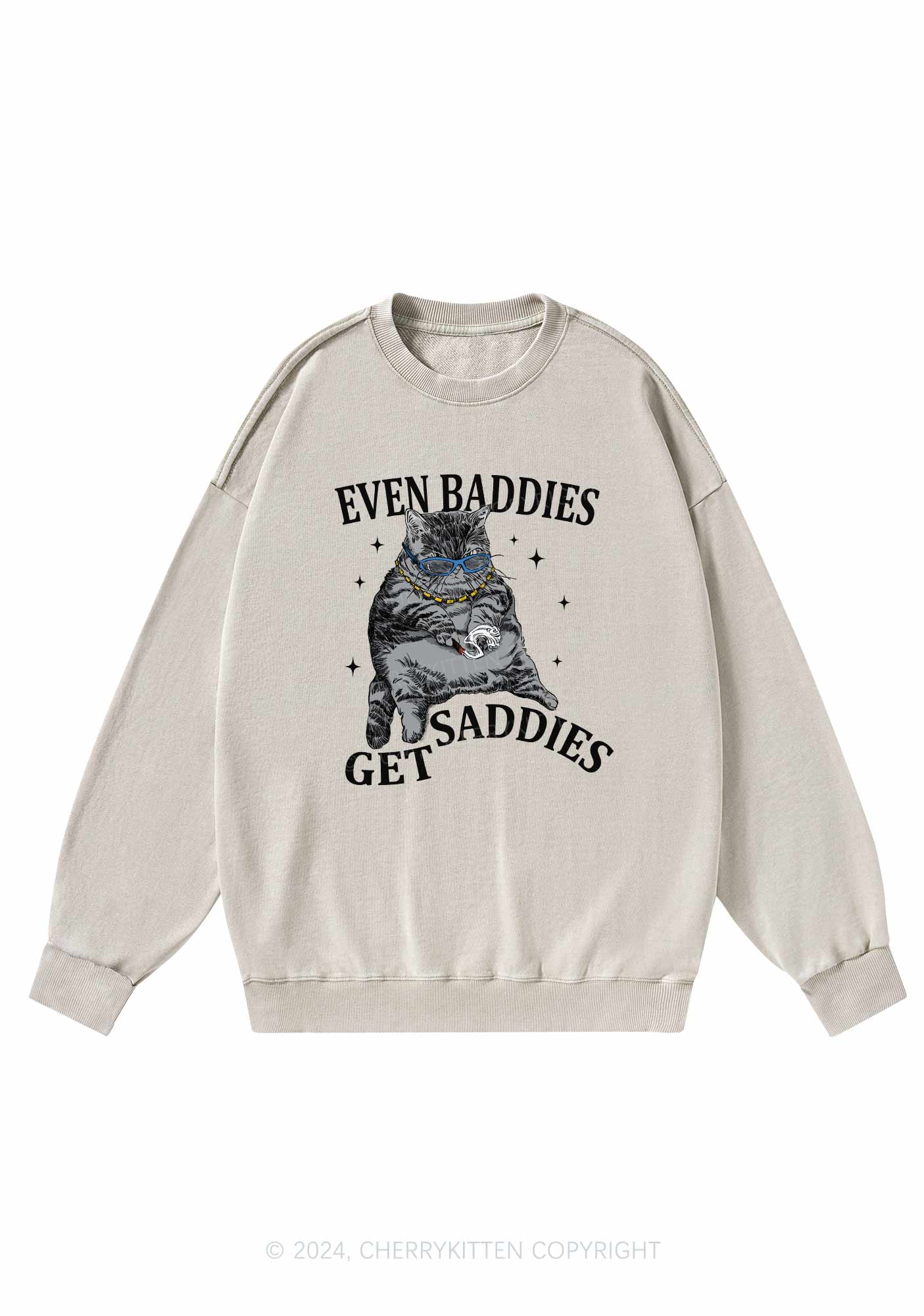 Even Baddies Get Saddies Y2K Washed Sweatshirts Cherrykitten - Image 4