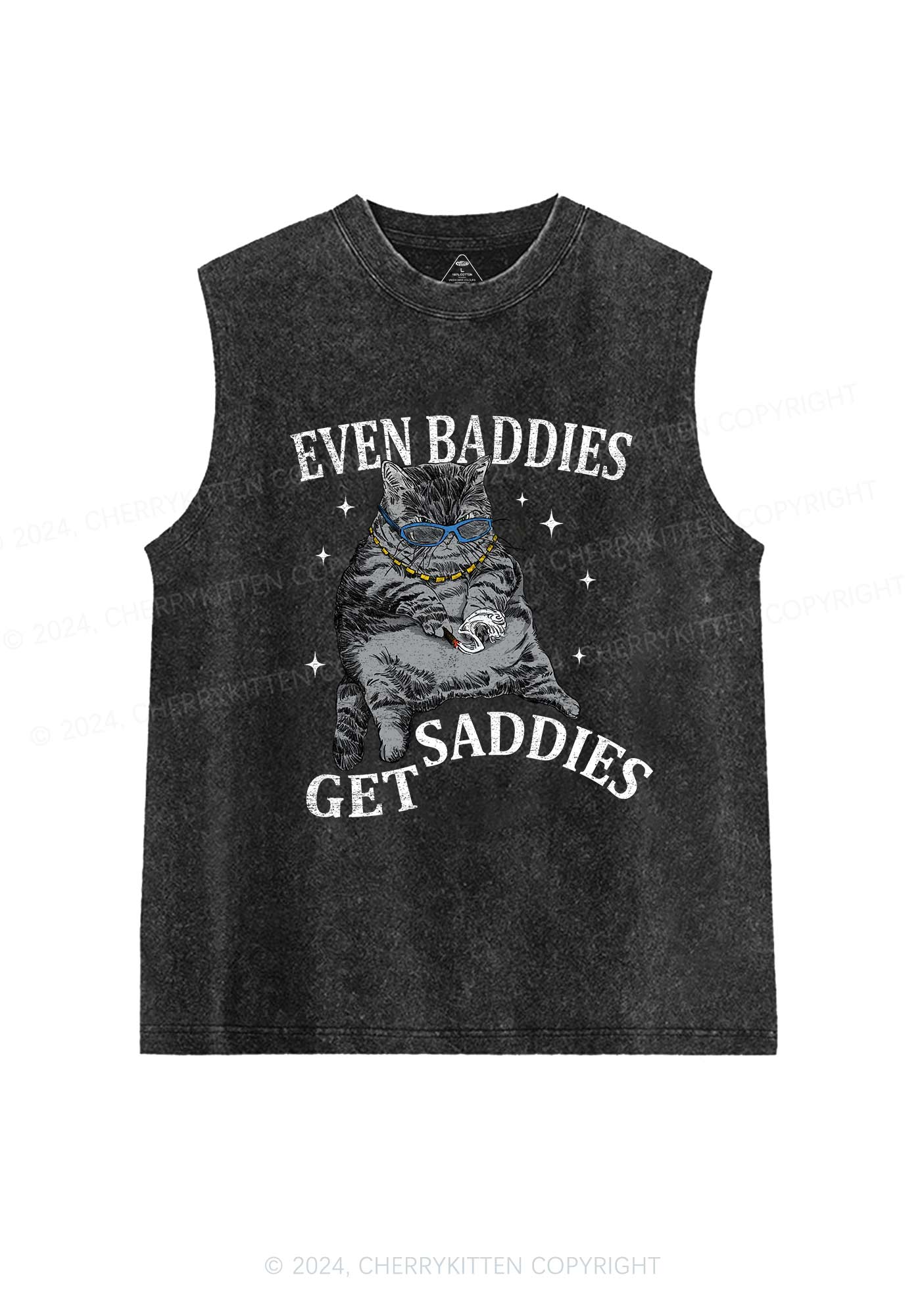 Even Baddies Get Saddies Y2K Washed Tank Cherrykitten - Image 3