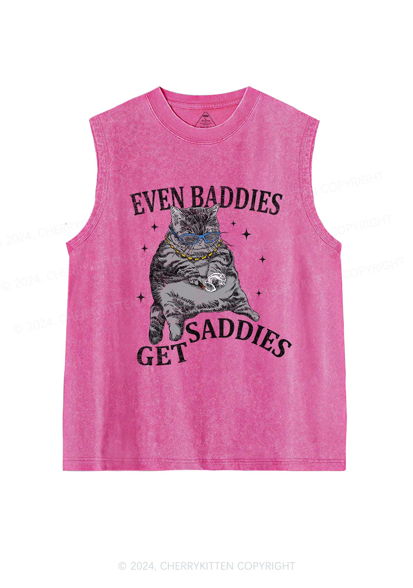 Even Baddies Get Saddies Y2K Washed Tank Cherrykitten - Image 4