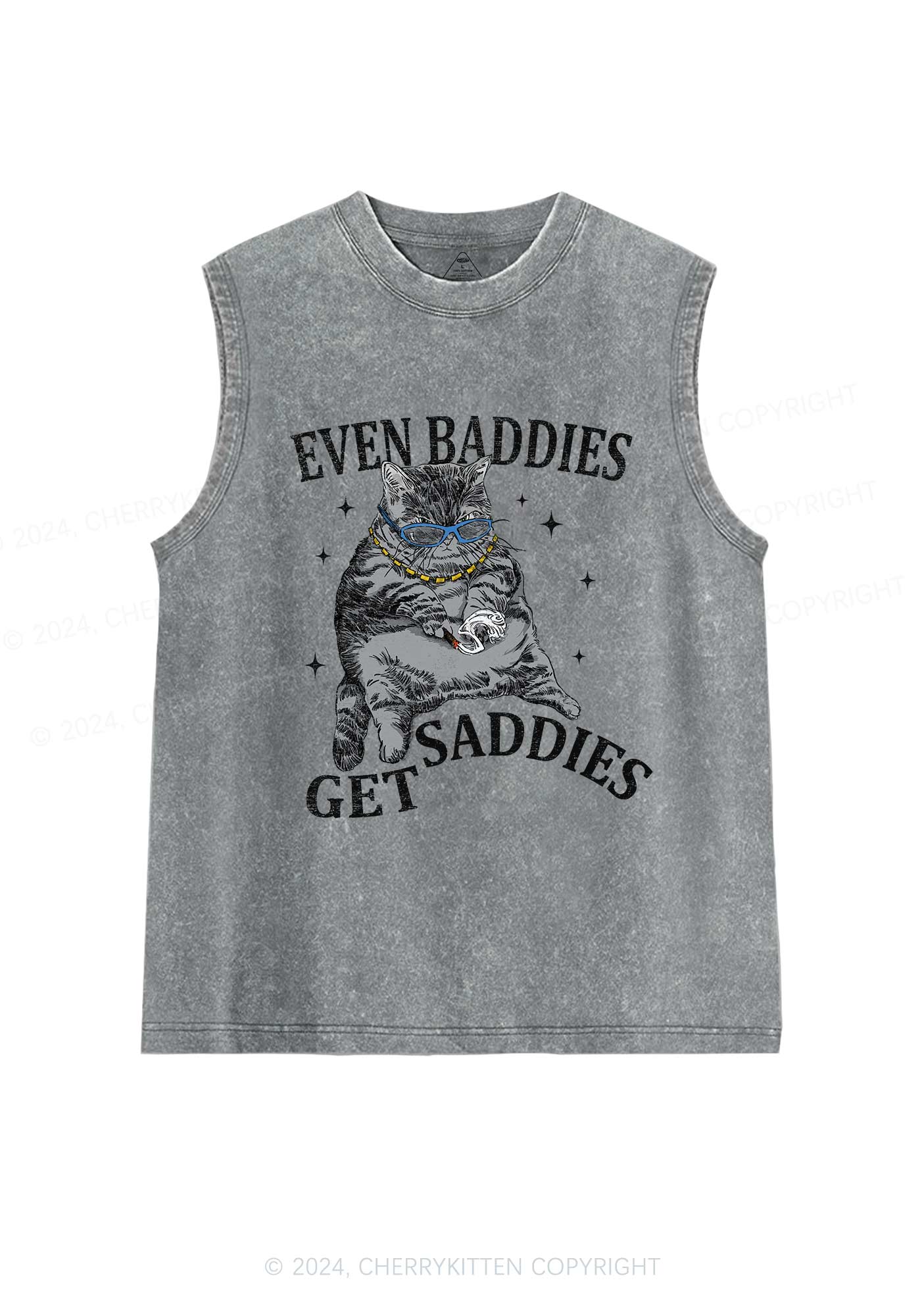 Even Baddies Get Saddies Y2K Washed Tank Cherrykitten - Image 5