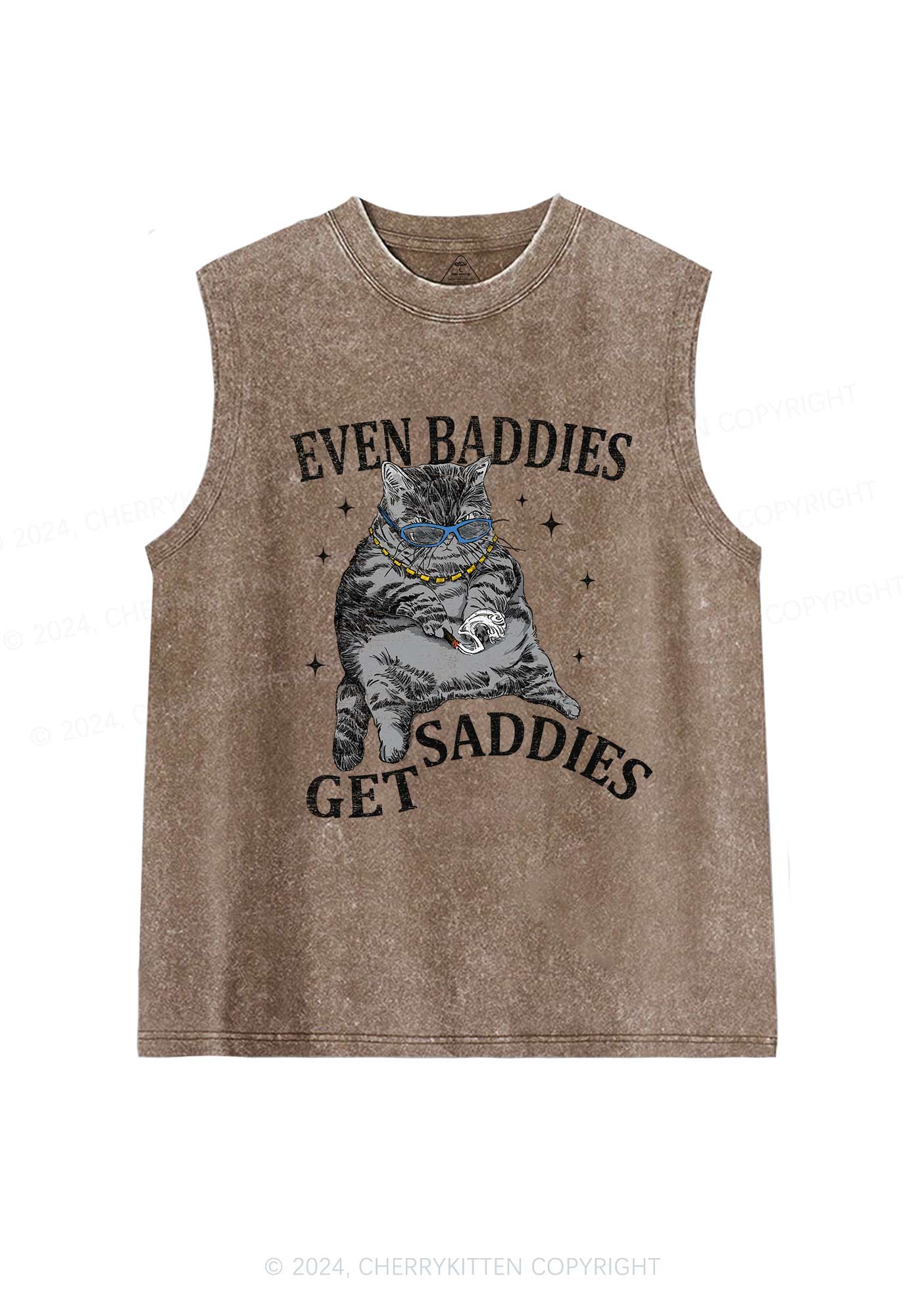 Even Baddies Get Saddies Y2K Washed Tank Cherrykitten - Image 6