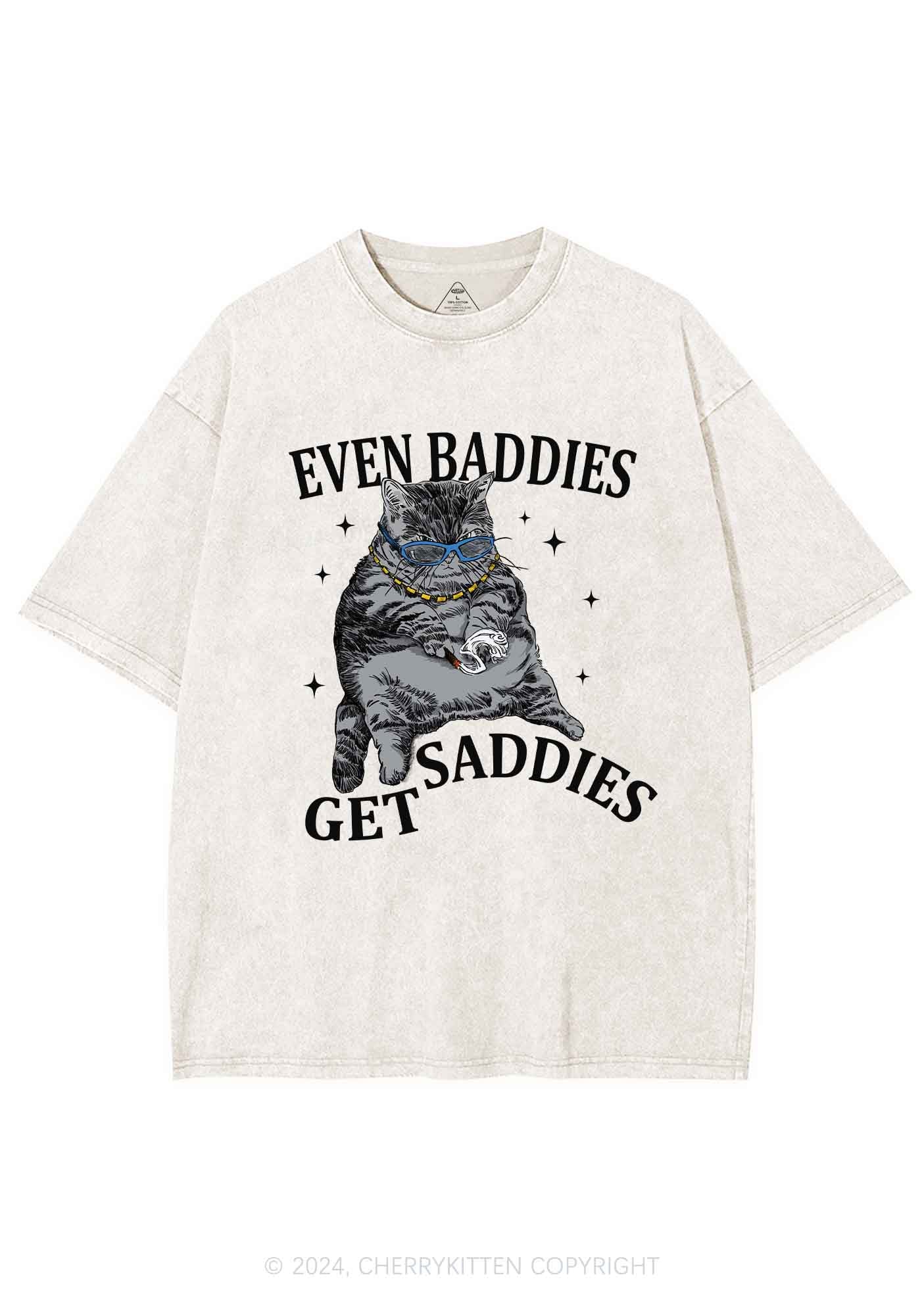 Even Baddies Get Saddies Y2K Washed Tee Cherrykitten - Image 5