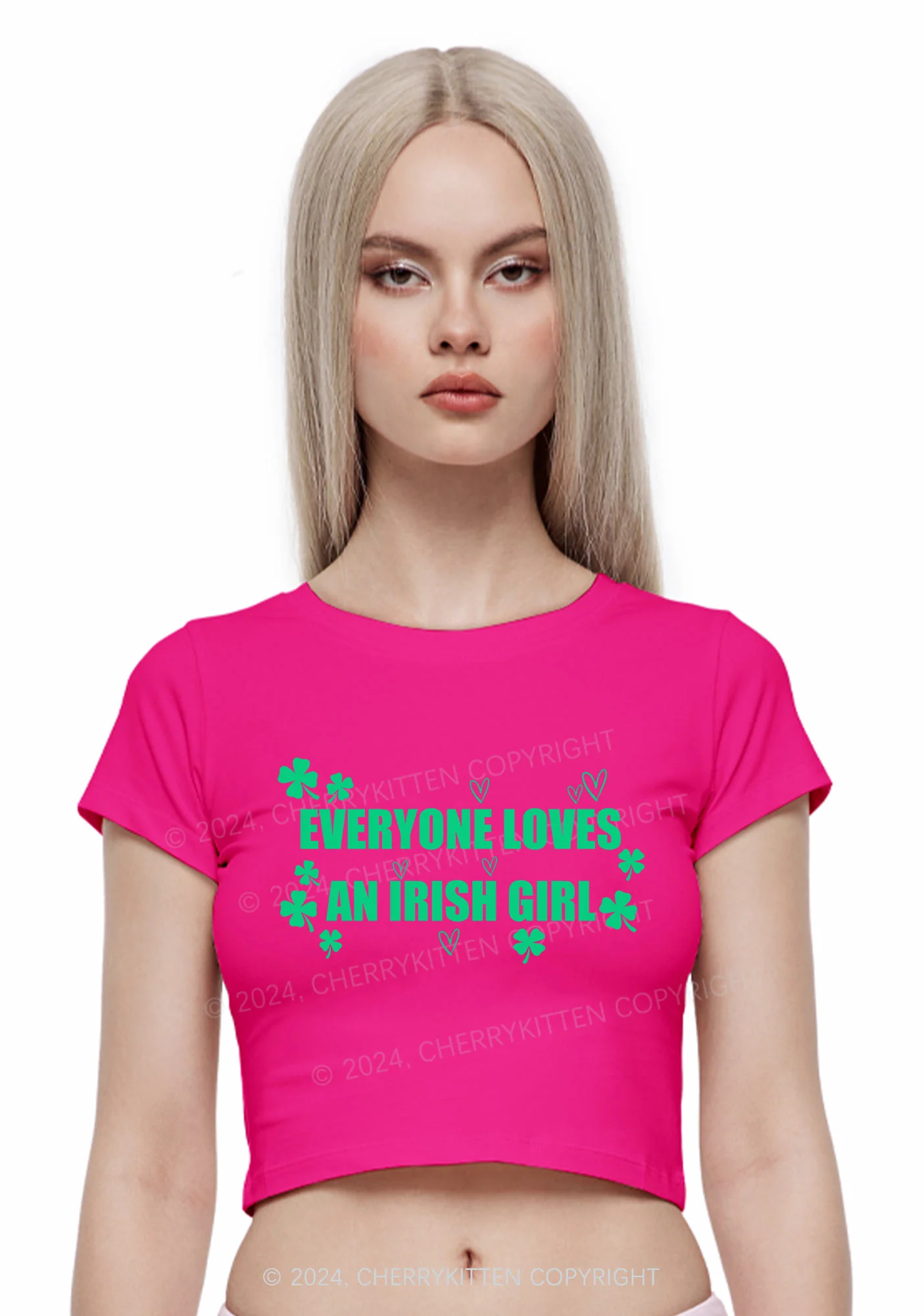 Everyone Loves Irish Girl St Patricks Y2K Baby Tee Cherrykitten - Image 2