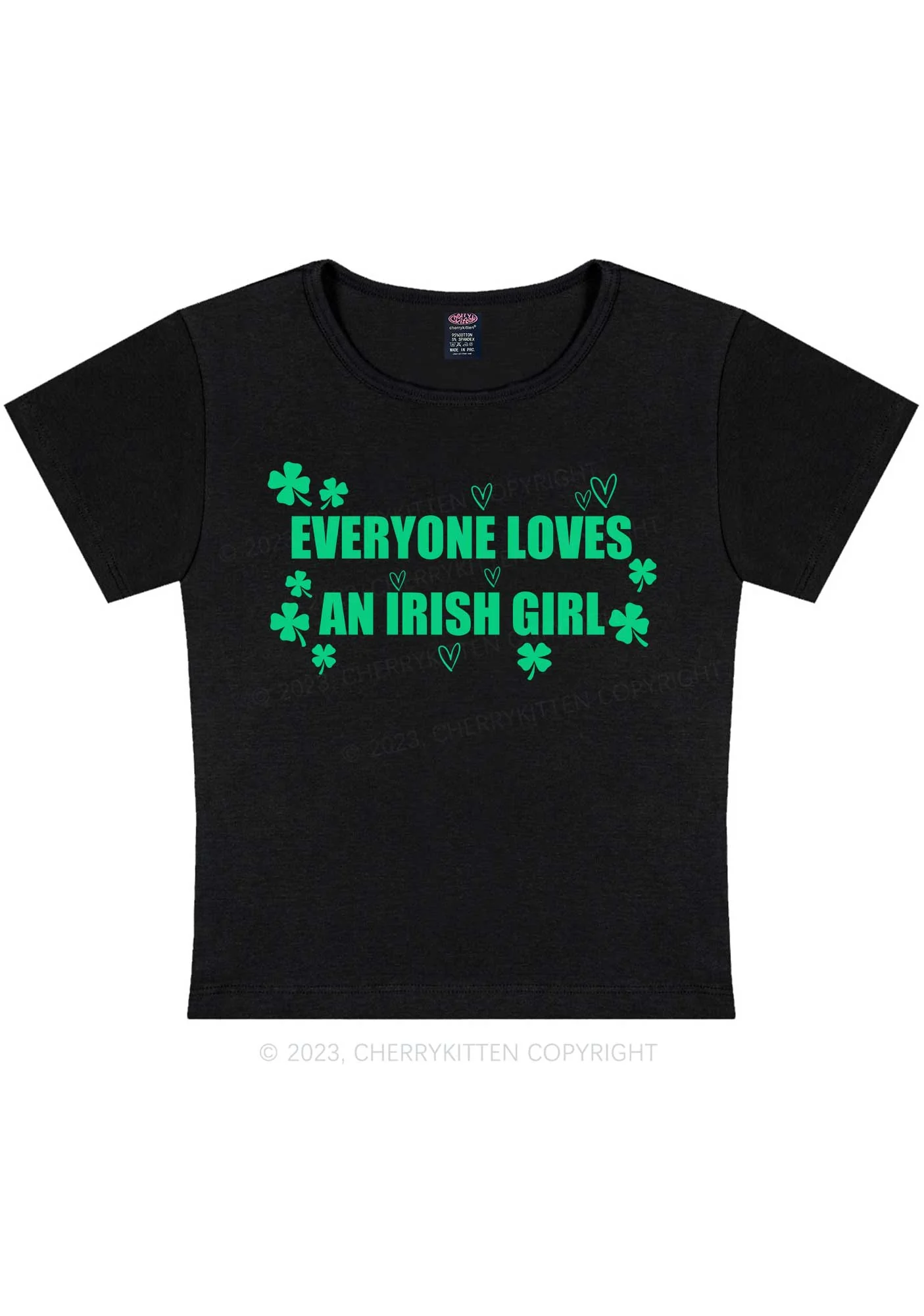 Everyone Loves Irish Girl St Patricks Y2K Baby Tee Cherrykitten - Image 3