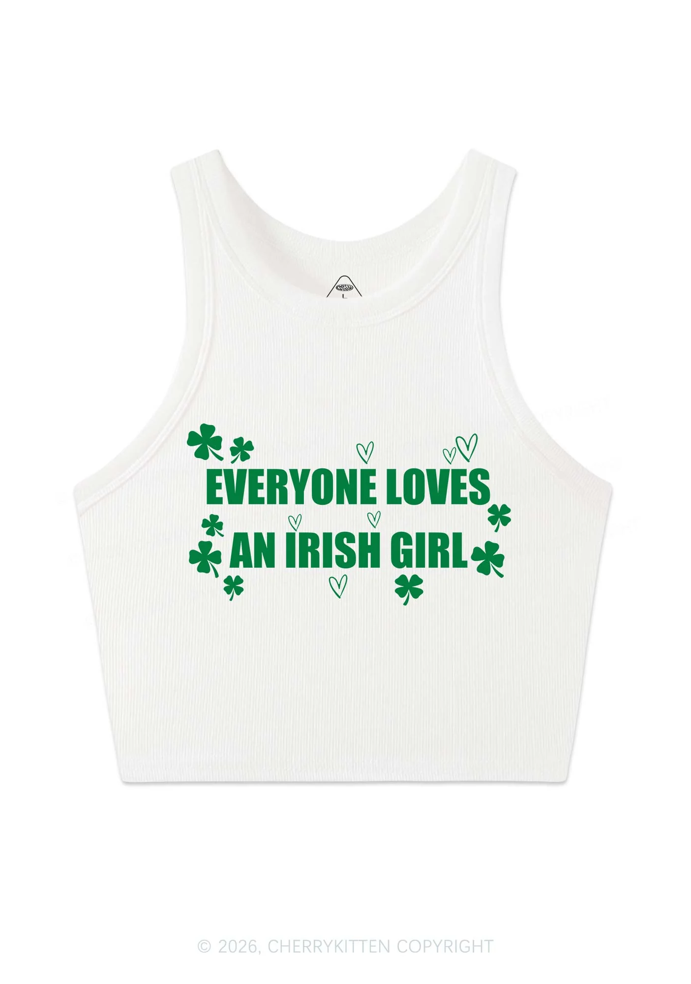 Everyone Loves Irish Girl St Patricks Y2K Crop Tank Top Cherrykitten - Image 3