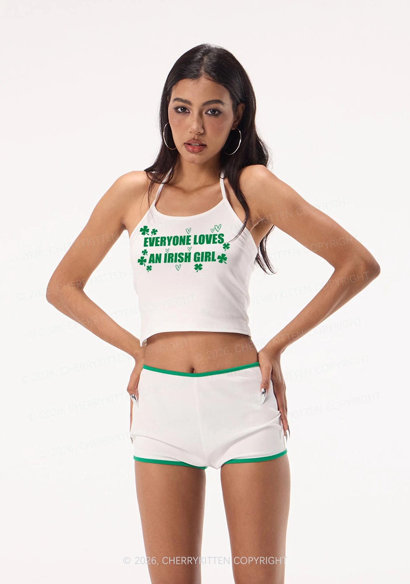 Everyone Loves Irish Girl St Patricks Y2K Halter Neck Cami Cherrykitten - Image 2