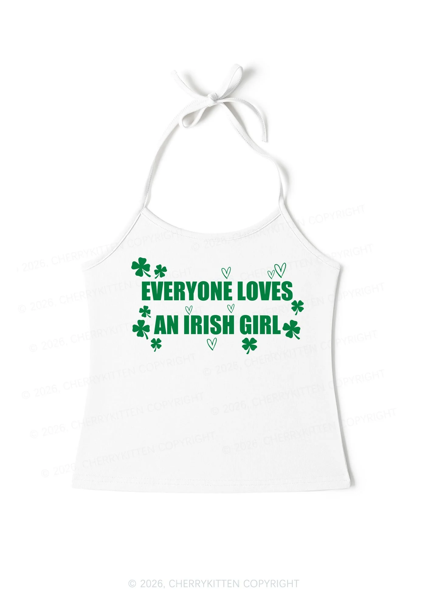 Everyone Loves Irish Girl St Patricks Y2K Halter Neck Cami Cherrykitten - Image 3