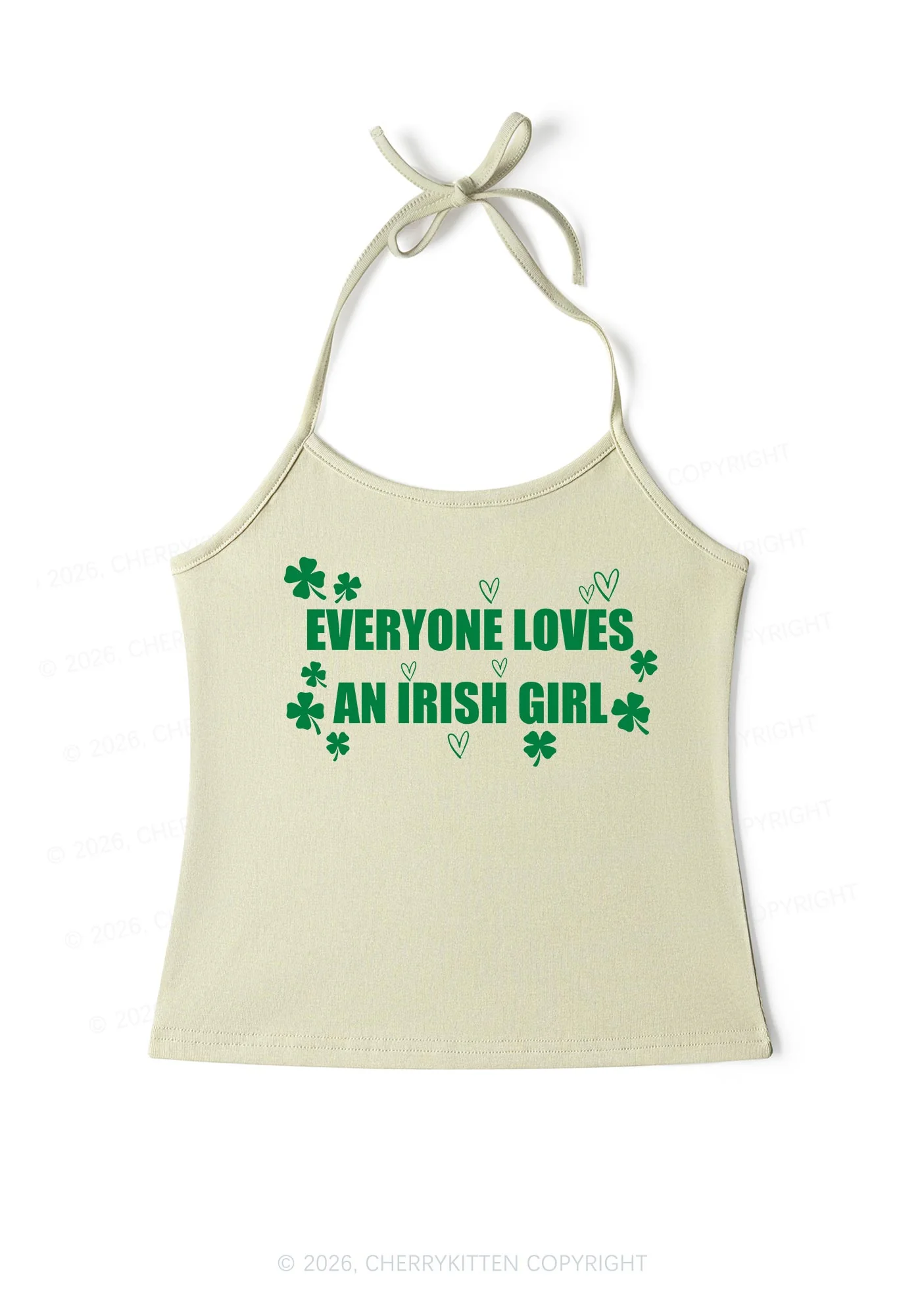 Everyone Loves Irish Girl St Patricks Y2K Halter Neck Cami Cherrykitten - Image 6