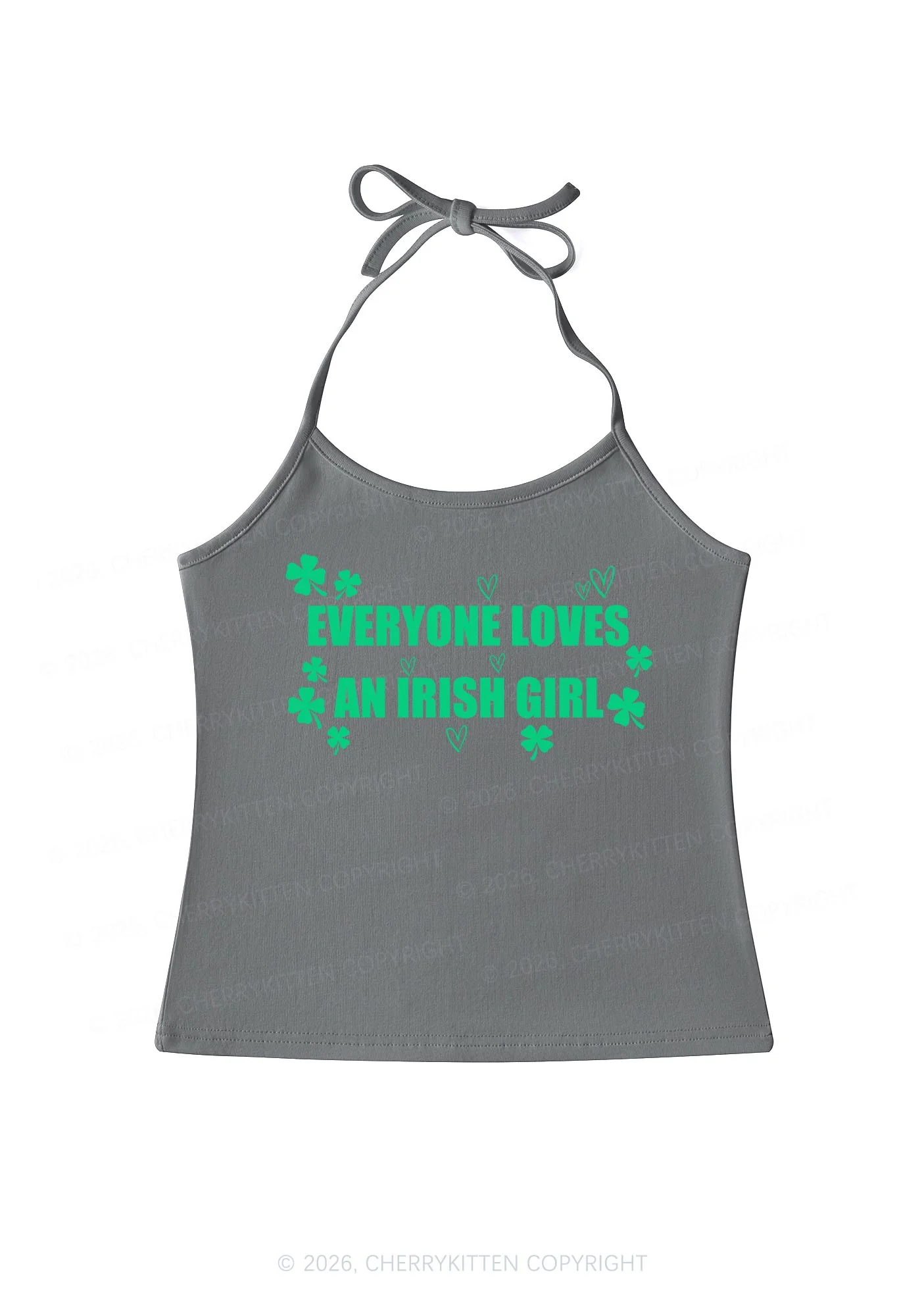 Everyone Loves Irish Girl St Patricks Y2K Halter Neck Cami Cherrykitten - Image 8