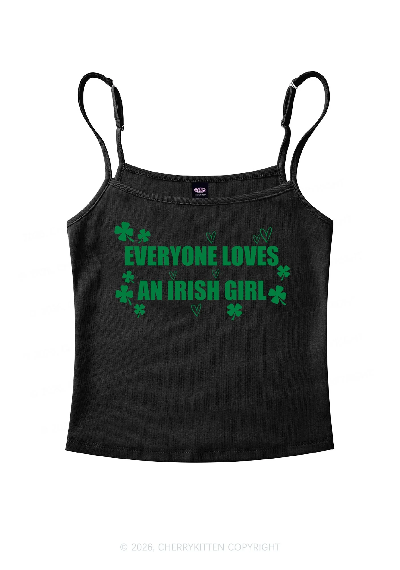 Everyone Loves Irish Girl St Patricks Y2K Spaghetti Strap Cami Cherrykitten - Image 3