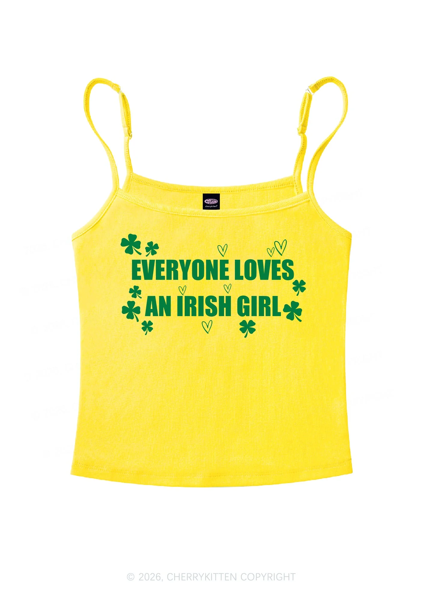 Everyone Loves Irish Girl St Patricks Y2K Spaghetti Strap Cami Cherrykitten - Image 4