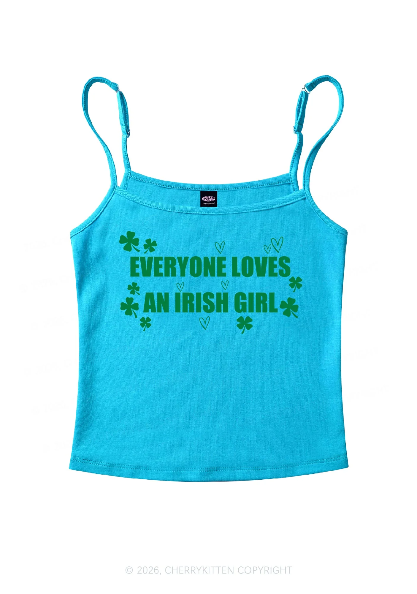 Everyone Loves Irish Girl St Patricks Y2K Spaghetti Strap Cami Cherrykitten - Image 5